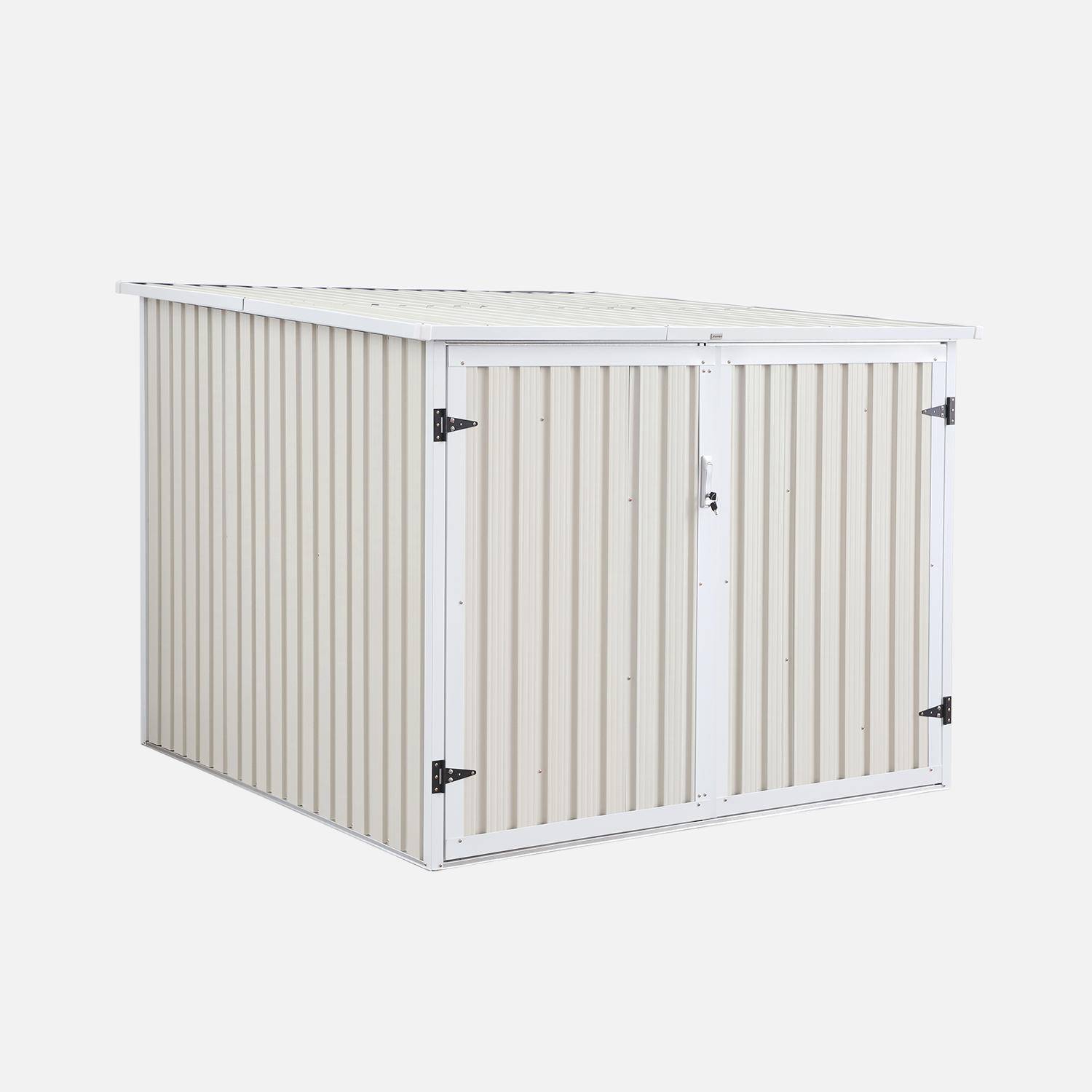 Cobertizo para bicicletas de acero galvanizado con kit de anclaje - 4 bicicletas, Nave, Beige, 203x198x157 cm Photo1
