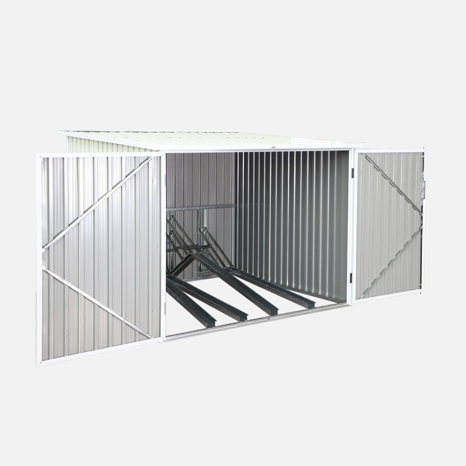 Cobertizo para bicicletas de acero galvanizado con kit de anclaje - 4 bicicletas, Nave, Beige, 203x198x157 cm,sweeek,Photo3
