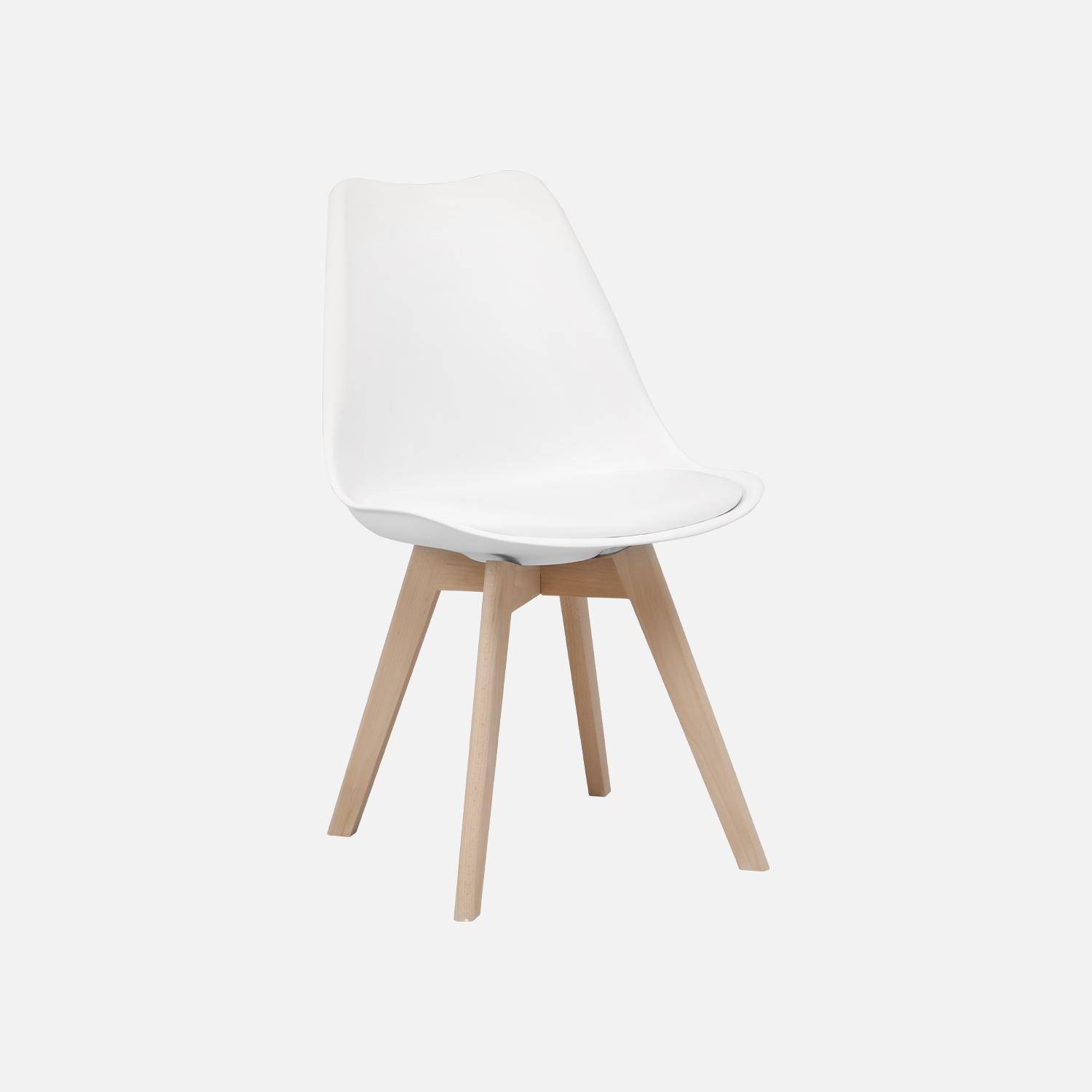 Conjunto de mesa de comedor redonda 80cm + 2 sillas escandinavas, Hedvig, Blanco, 80x80x73 cm,sweeek,Photo5