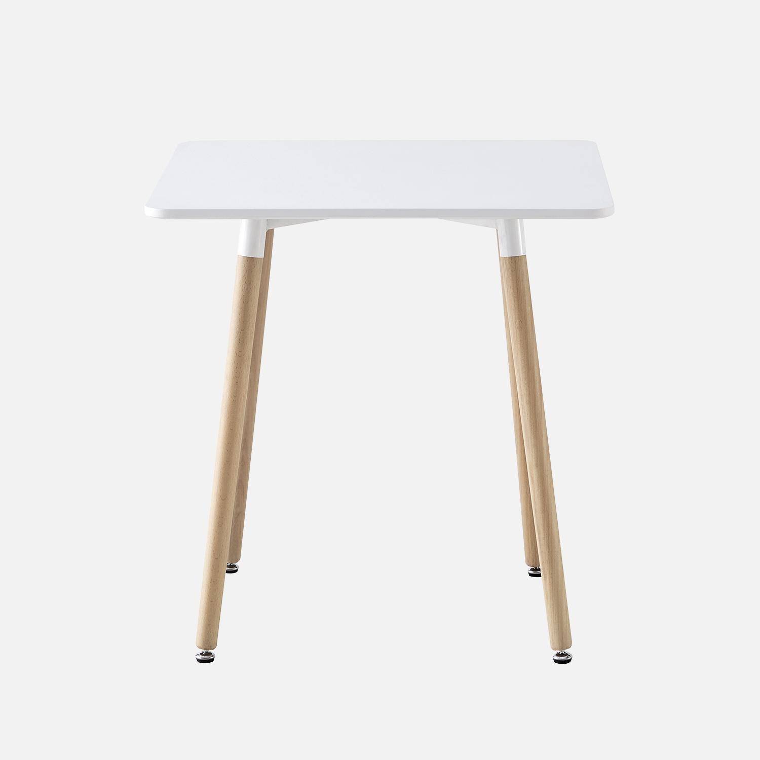 Conjunto de mesa de comedor cuadrada 70cm + 2 sillas escandinavas , Hedvig, Blanco, 70x70x73 cm Photo4