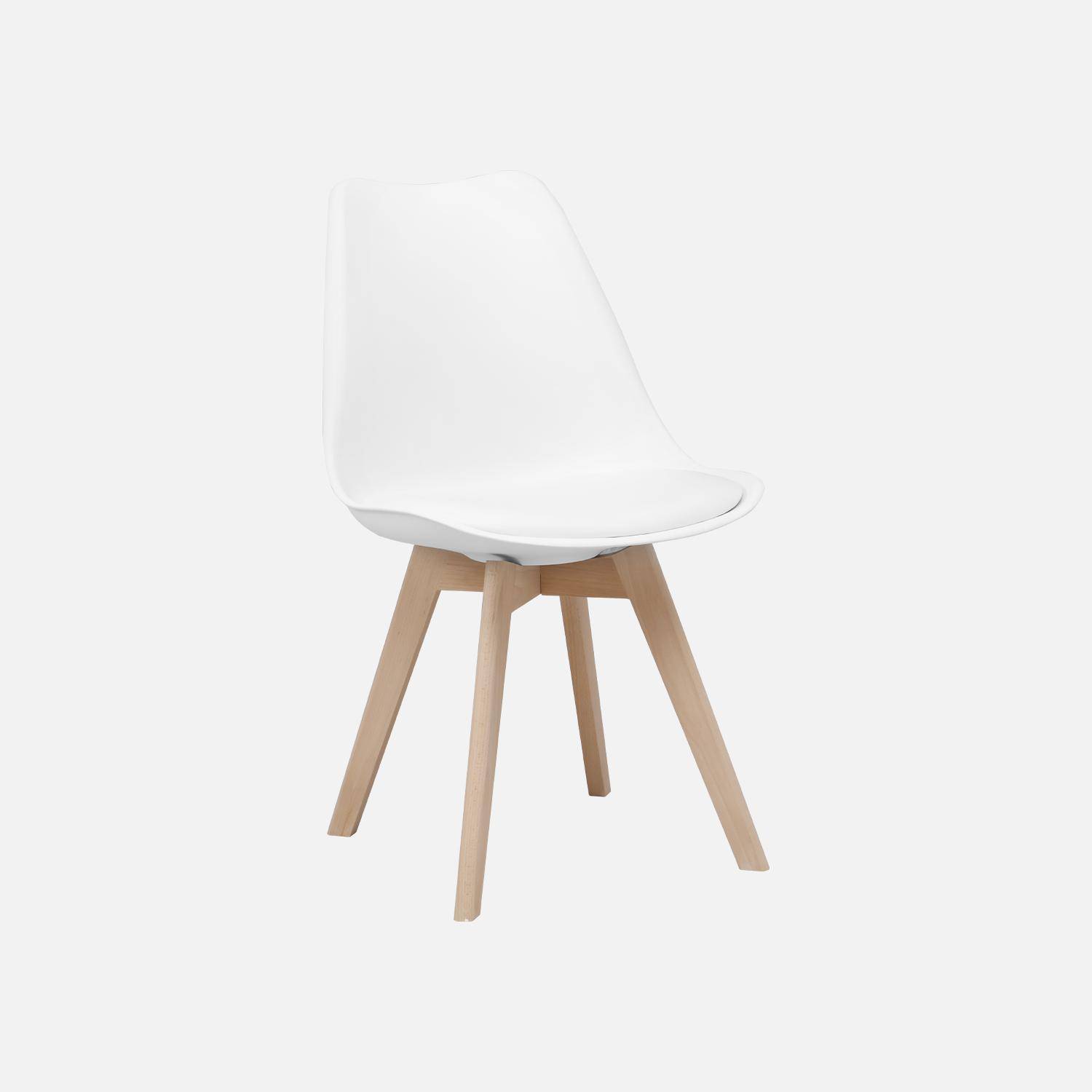 Conjunto de mesa de comedor cuadrada 70cm + 2 sillas escandinavas , Hedvig, Blanco, 70x70x73 cm Photo5
