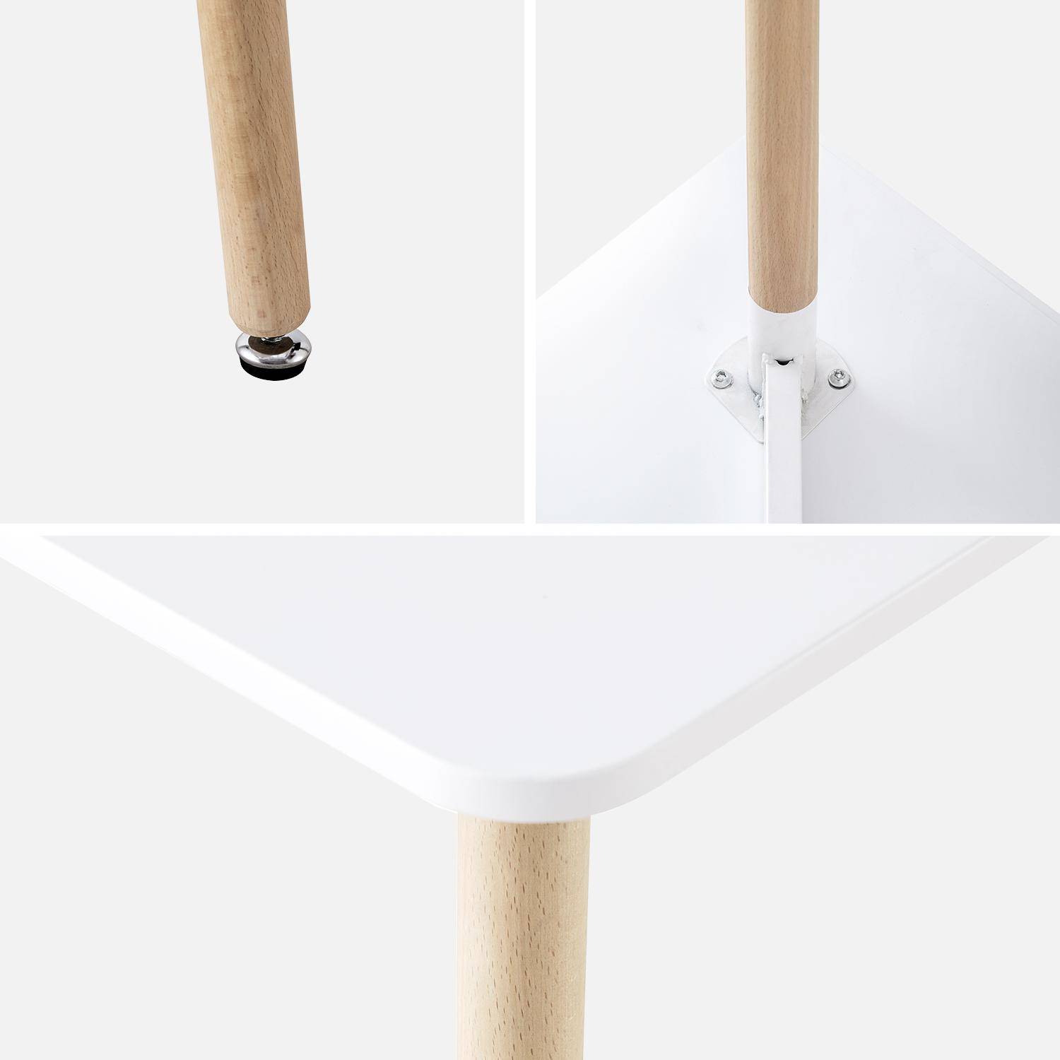 Mesa de comedor cuadrada 70cm de MDF y madera de haya, Hedvig, Blanco, 70x70x73 cm Photo3