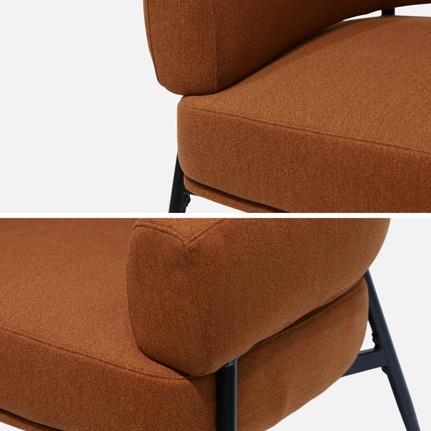 Fauteuil tissu terracotta dossier incurvé piétement métal L 81,5 x P 72,5 x H 69 cm - Cristo Photo4