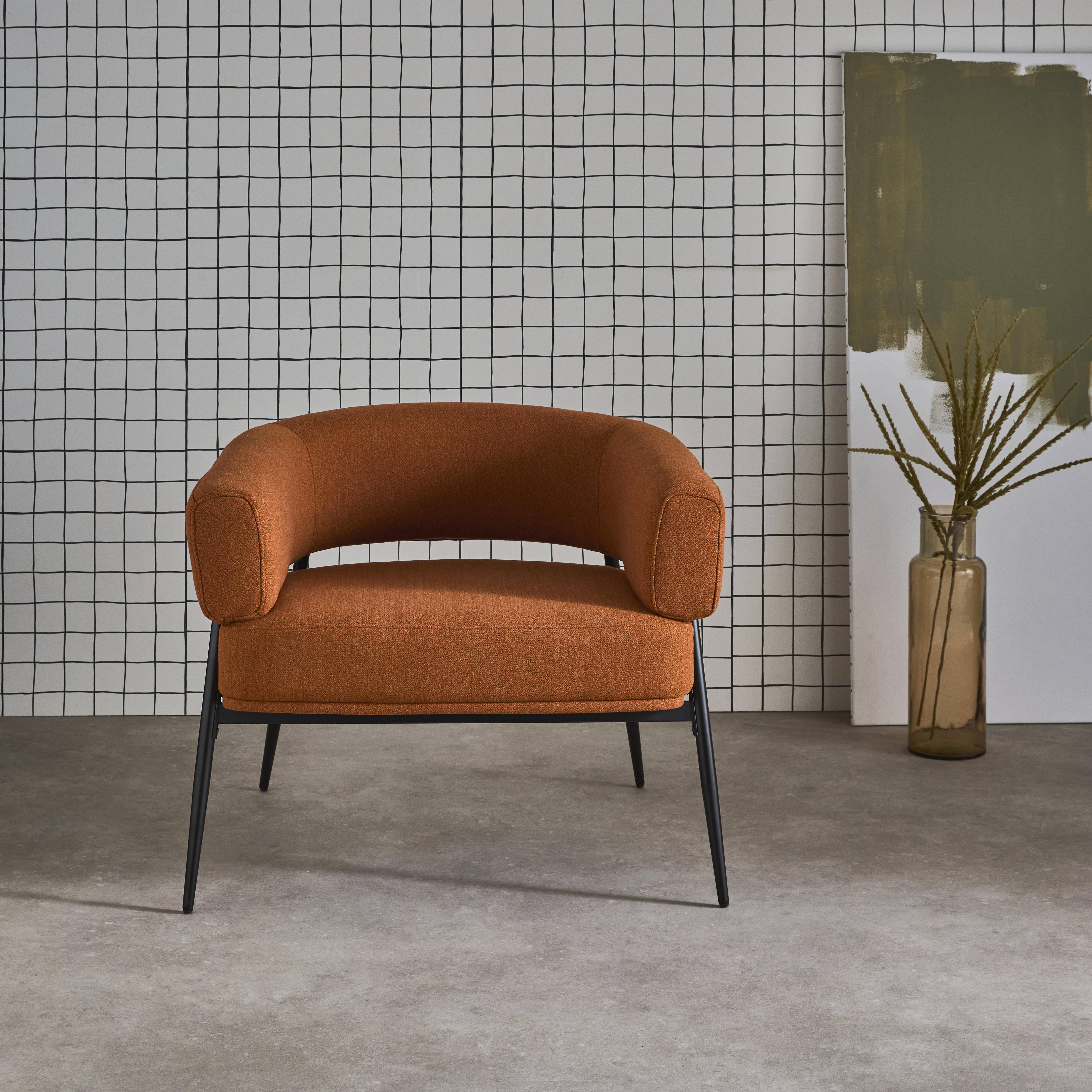 Metallsessel mit Stoffbezug in terrakotta und gebogener Rückenlehne L 81,5 x T 72,5 x H 69 cm - Cristo,sweeek,Photo2