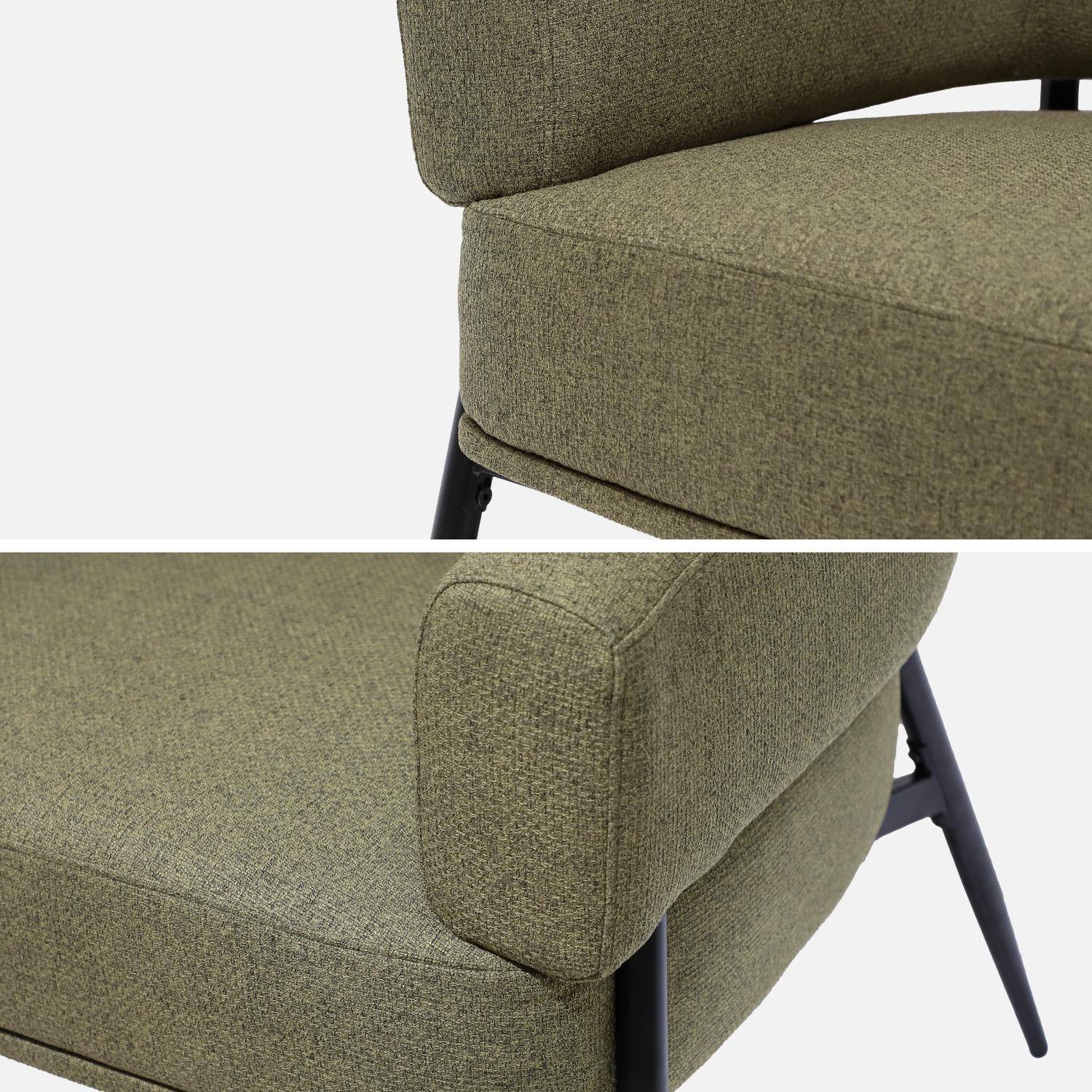 Fauteuil tissu kaki dossier incurvé piétement métal L 81,5 x P 72,5 x H 69 cm - Cristo Photo4