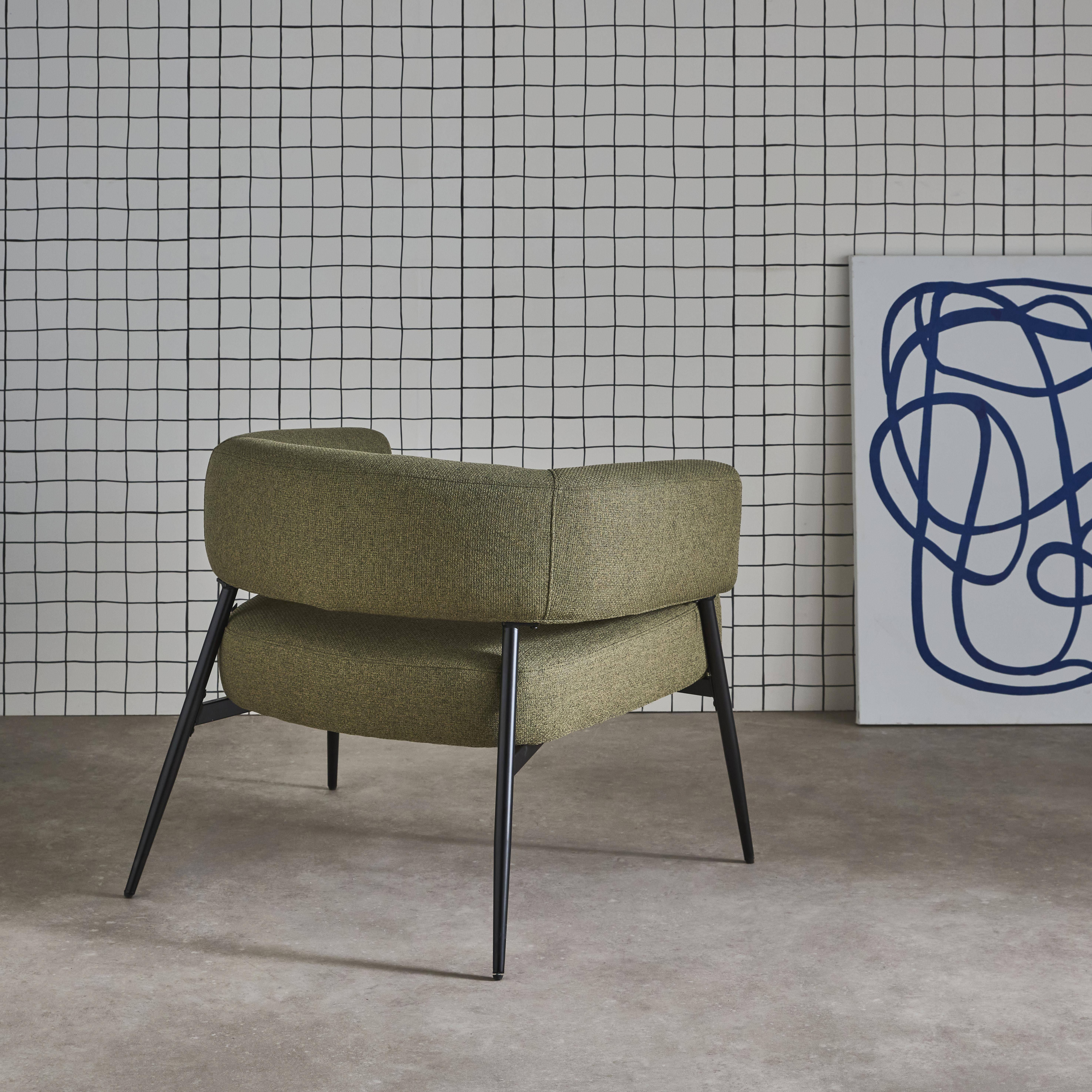 Metallsessel mit Stoffbezug in khaki und gebogener Rückenlehne L 81,5 x T 72,5 x H 69 cm - Cristo Photo5