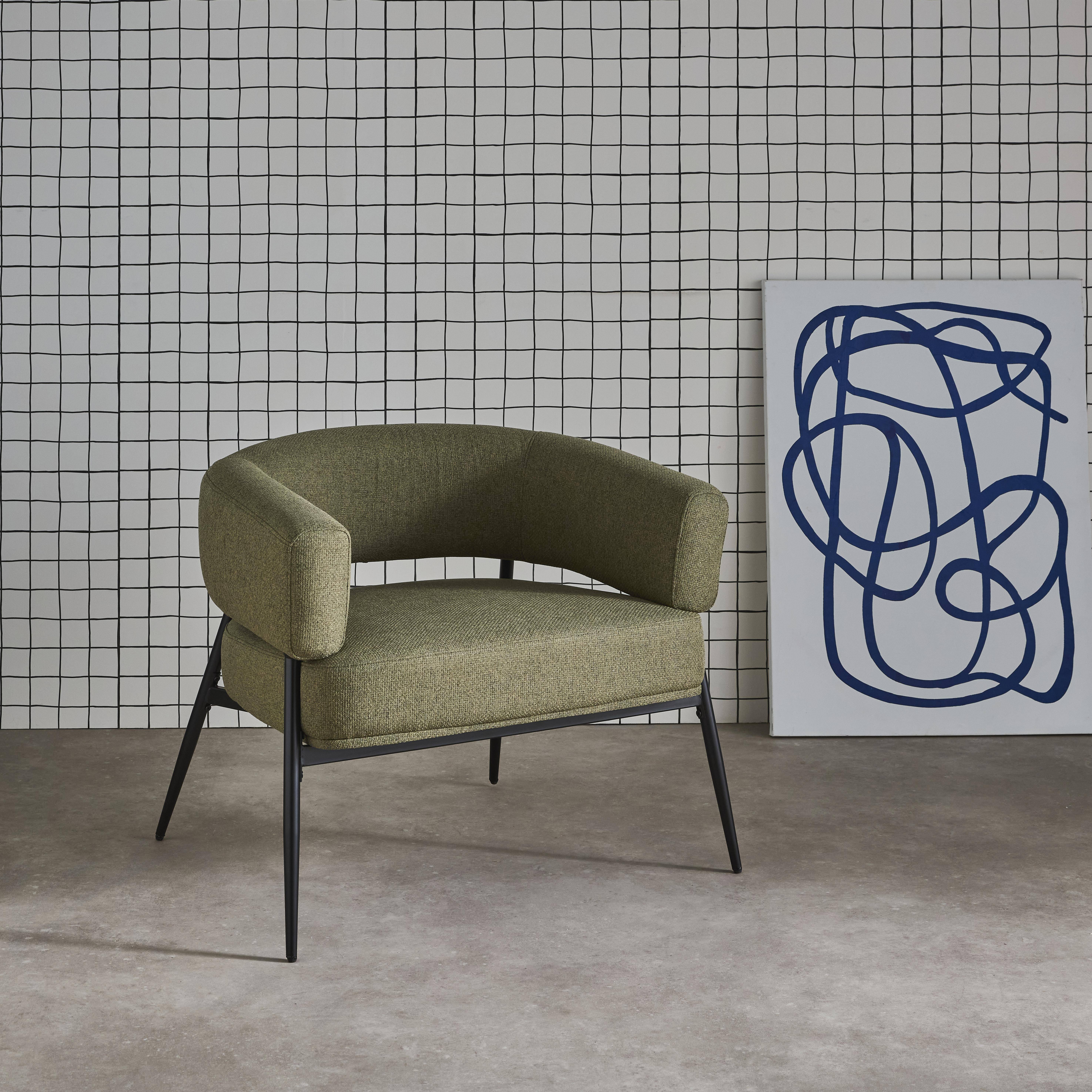 Metallsessel mit Stoffbezug in khaki und gebogener Rückenlehne L 81,5 x T 72,5 x H 69 cm - Cristo Photo4