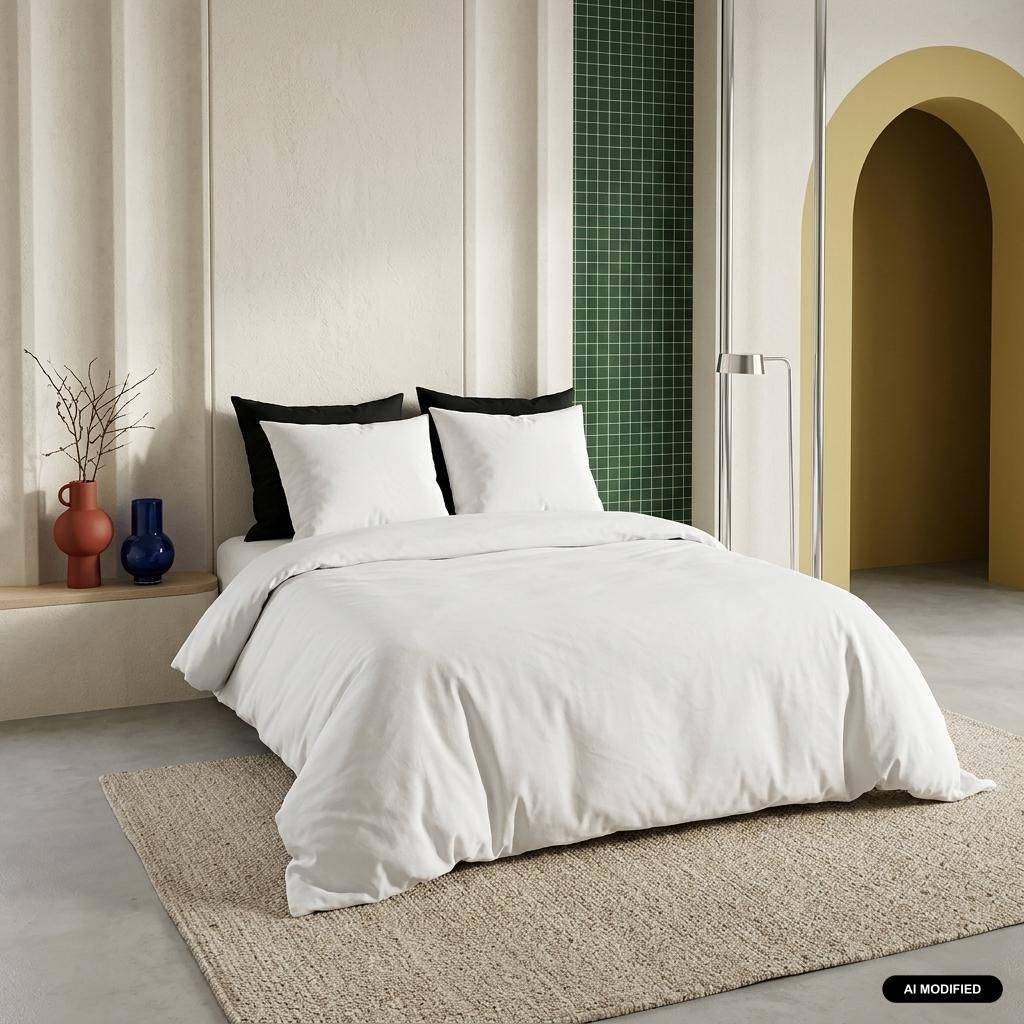 Parure de lit percale de coton blanc Skala 240x220cm Photo1
