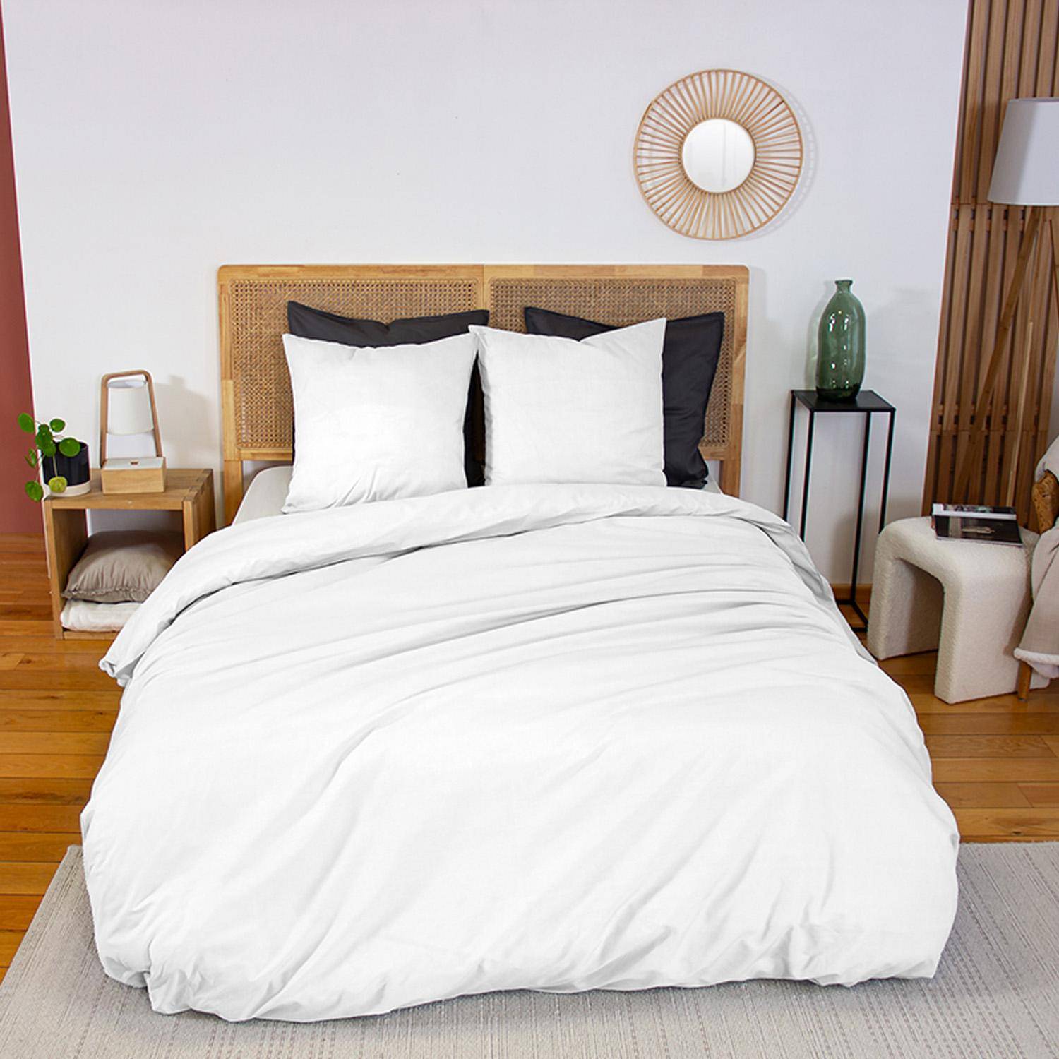 Parure de lit percale de coton blanc Skala 260x240cm Photo1