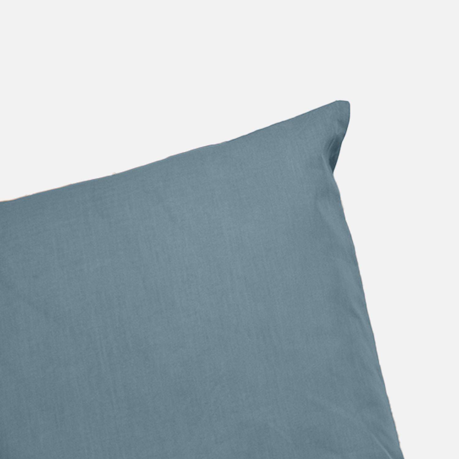 Parure de lit percale de coton 2 places bleu fumé Skala 260x240cm,sweeek,Photo3