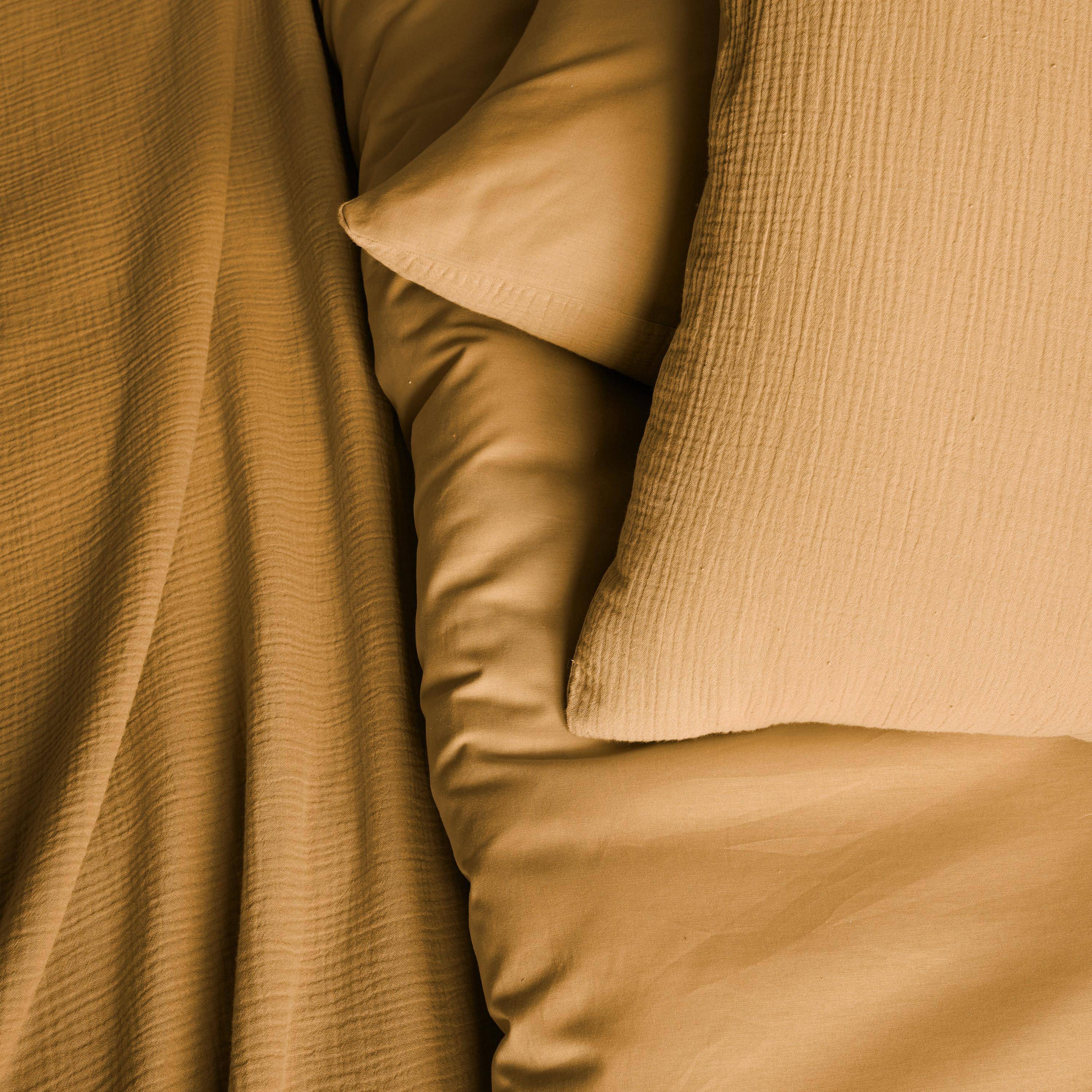 2-persoons Beddengoed set in honingkleurig katoen gaas, Alix 260x240cm Photo2