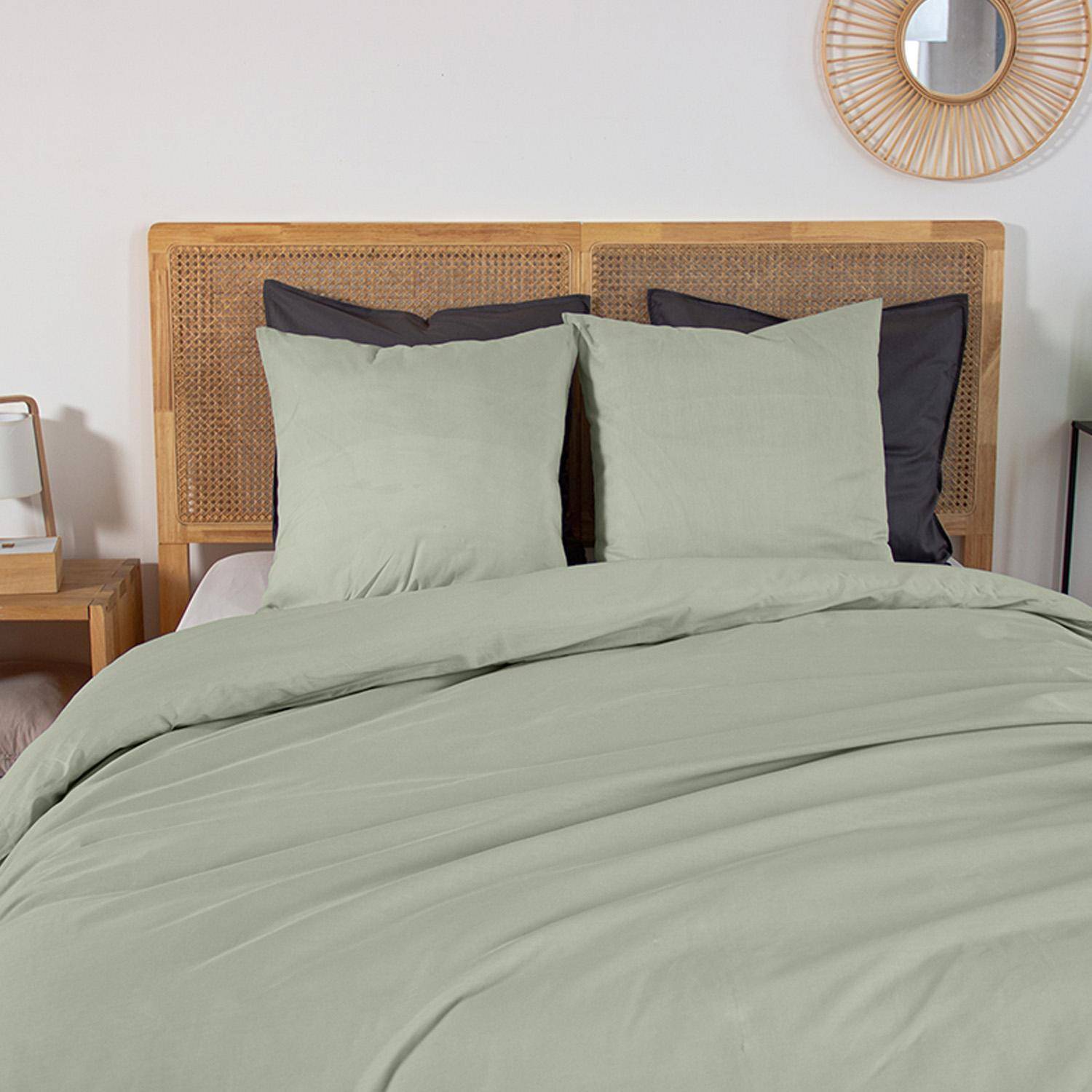 Parure de lit percale de coton 2 places sauge Skala 260x240cm,sweeek,Photo2