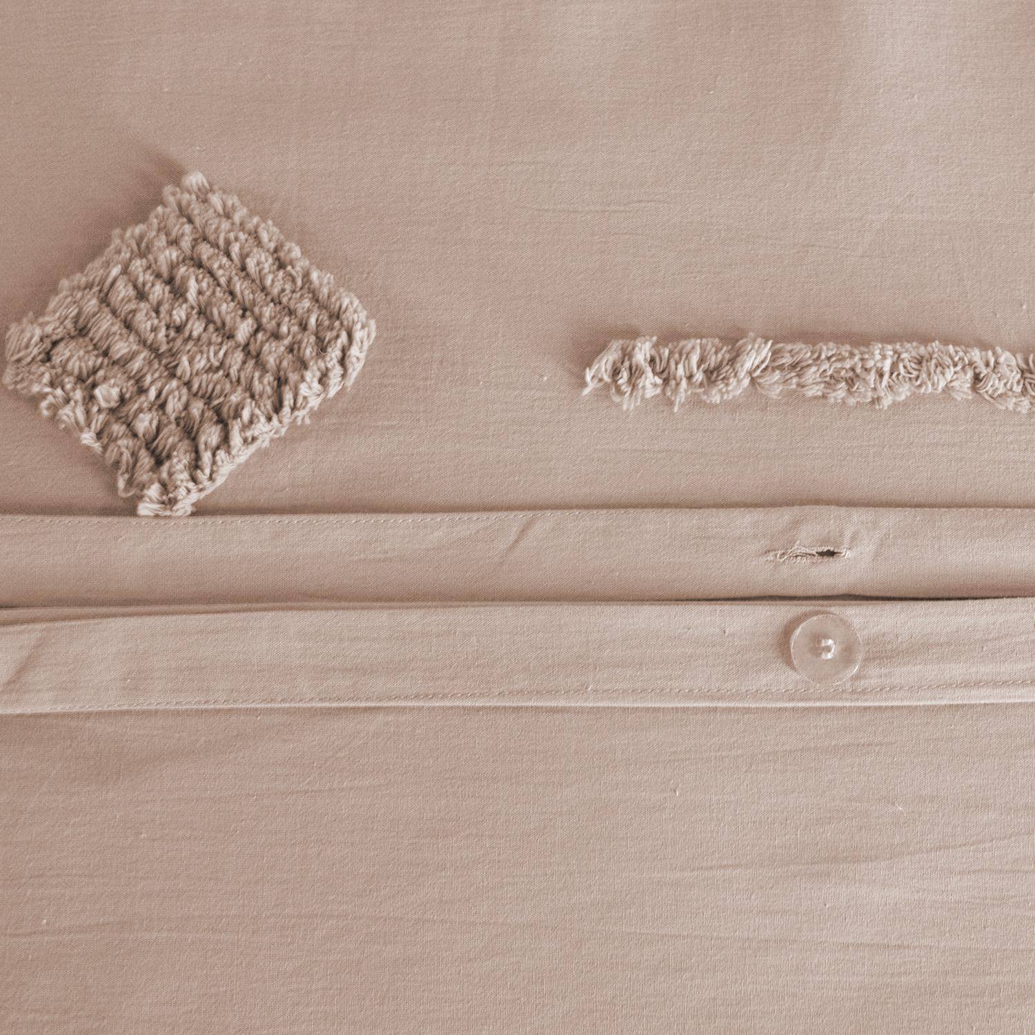 2-persoons beddengoedset, gewassen katoen, poederroze geometrische motieven, 1 hoes 260x240cm + 2 kussenslopen 63x63cm,sweeek,Photo3
