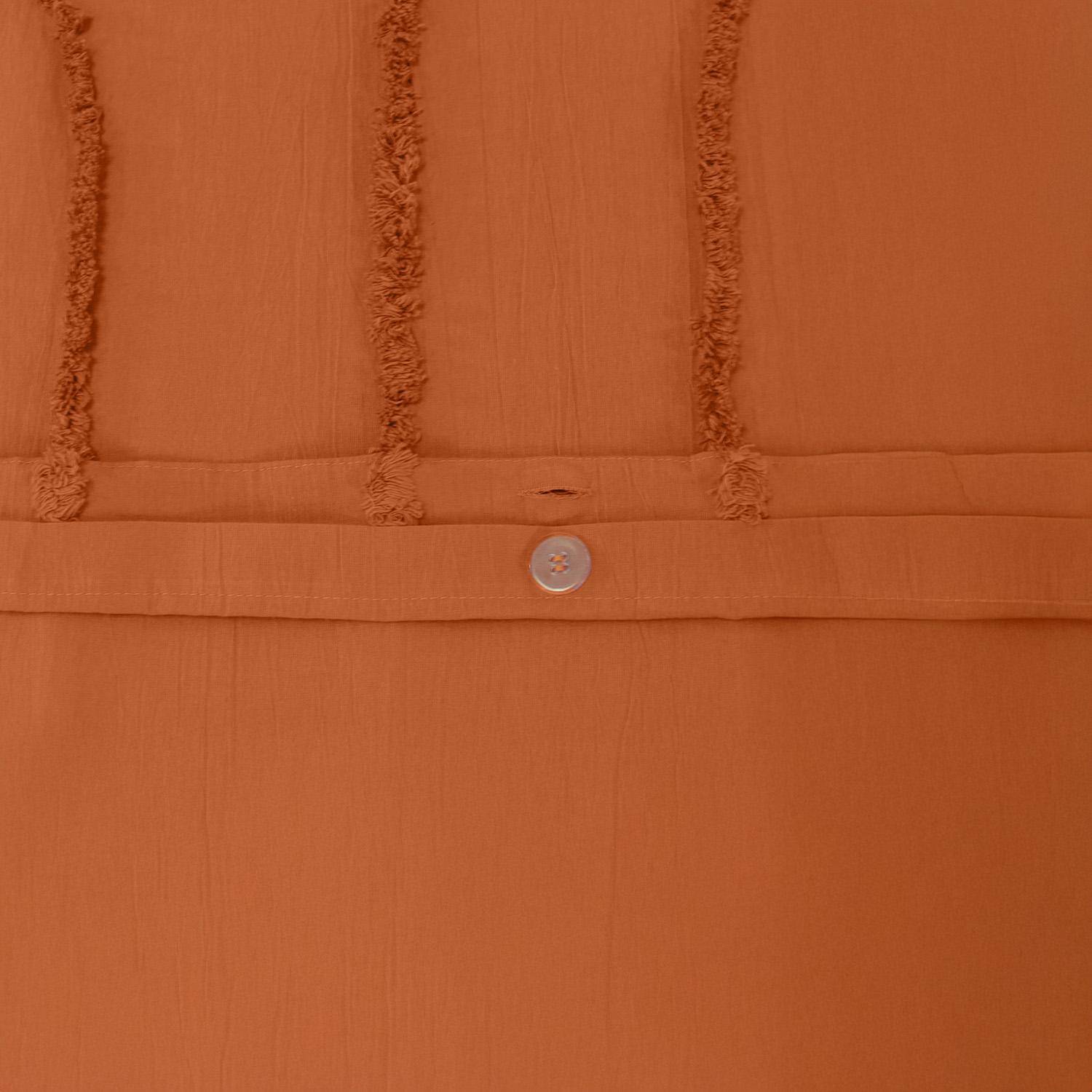 Parure de lit coton lavé tufté motifs arches rétro 2 places terracotta, 1 housse 240x220 cm + 2 taies 63x63cm Photo3