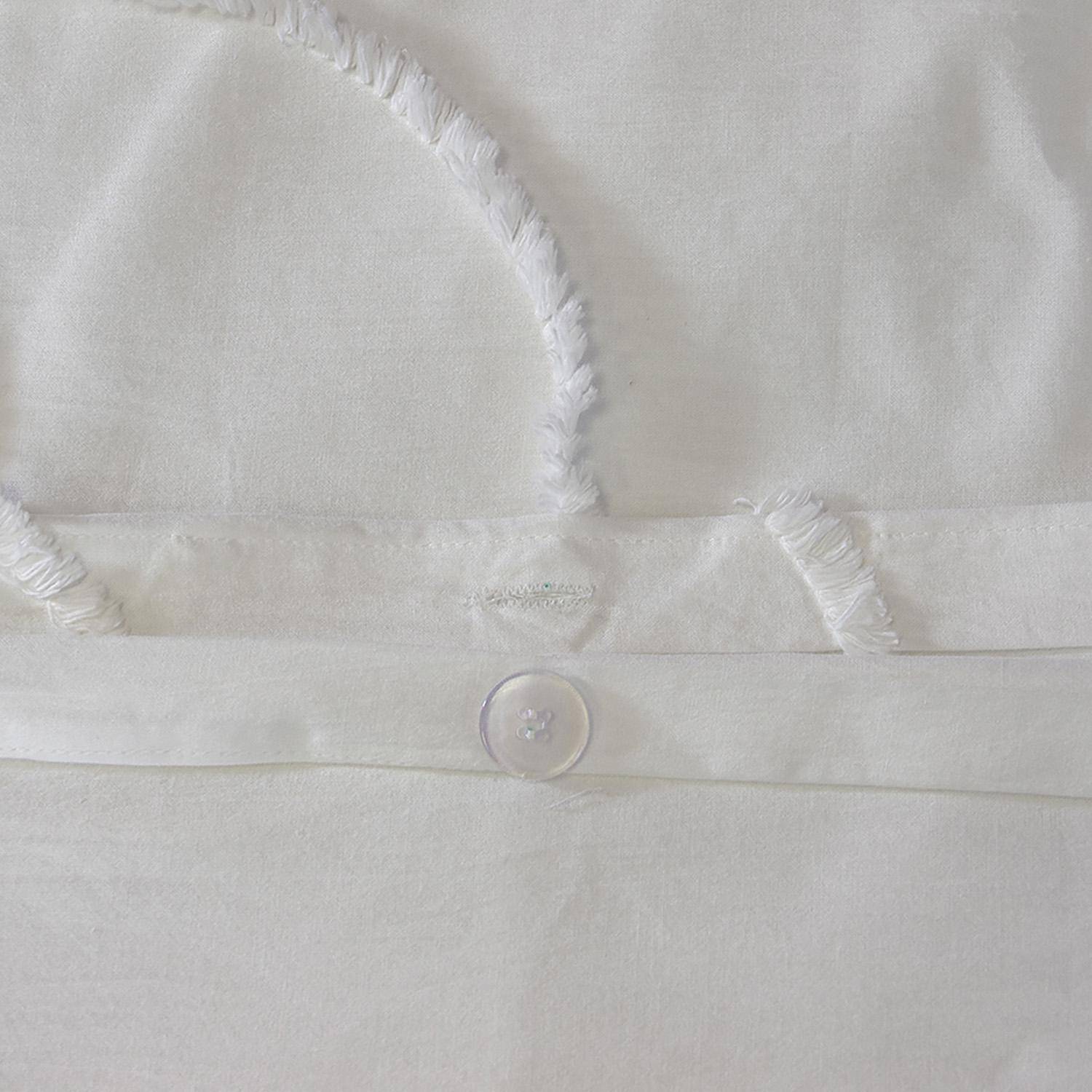 Parure de lit coton lavé tufté motifs arrondis 2 places blanc, 1 housse 240x220cm + 2 taies 63x63cm Photo3