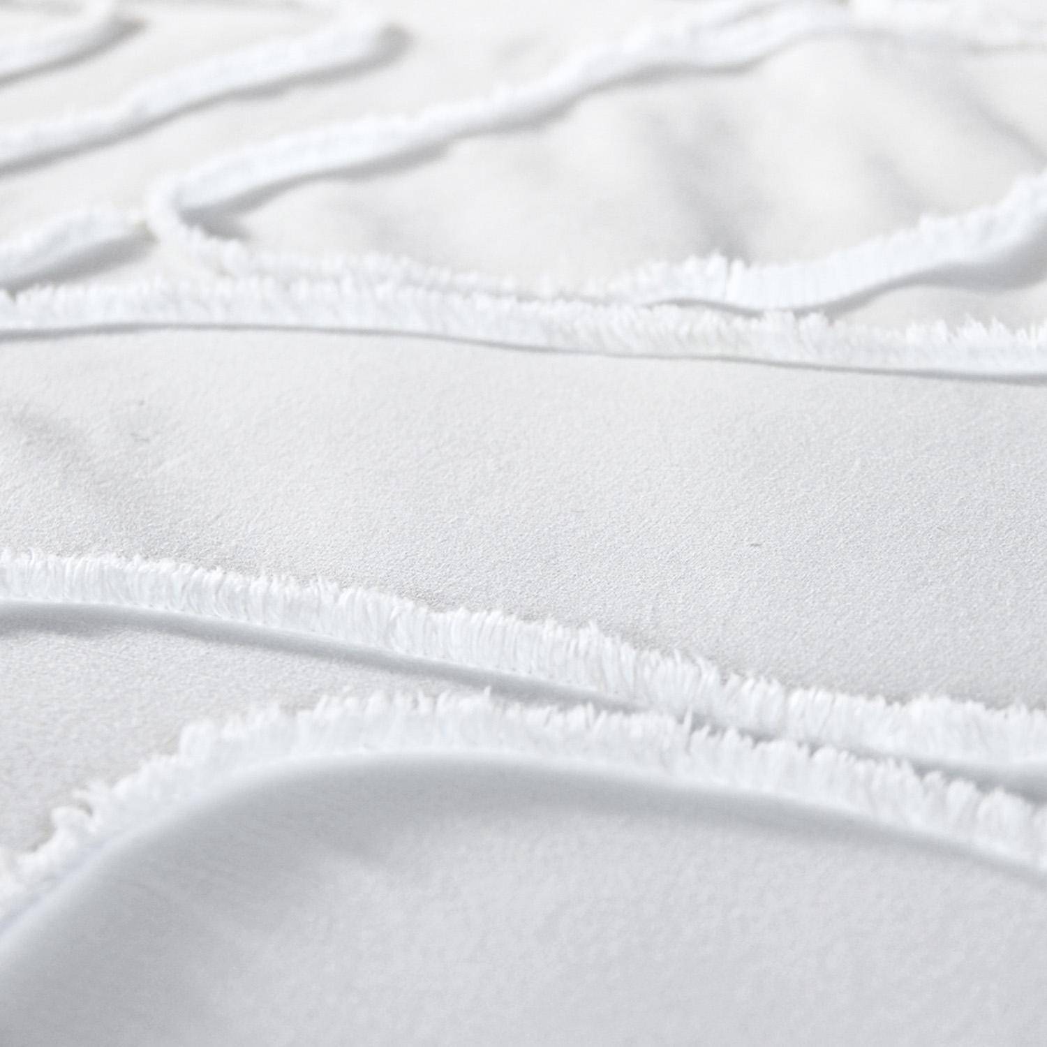 Parure de lit coton lavé tufté motifs arrondis 2 places blanc, 1 housse 240x220cm + 2 taies 63x63cm Photo5