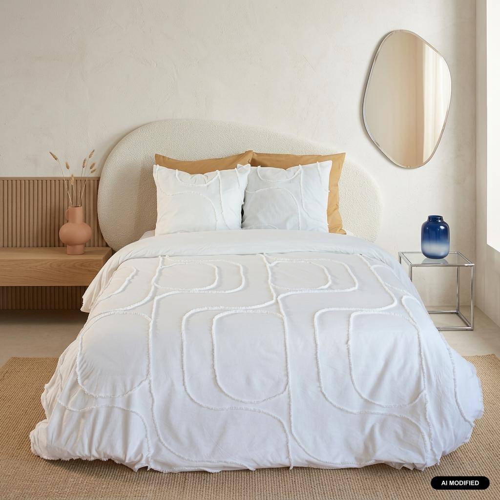 Set biancheria da letto di cotone bianco, 2 posti - 240x260x0.5 cm Photo1