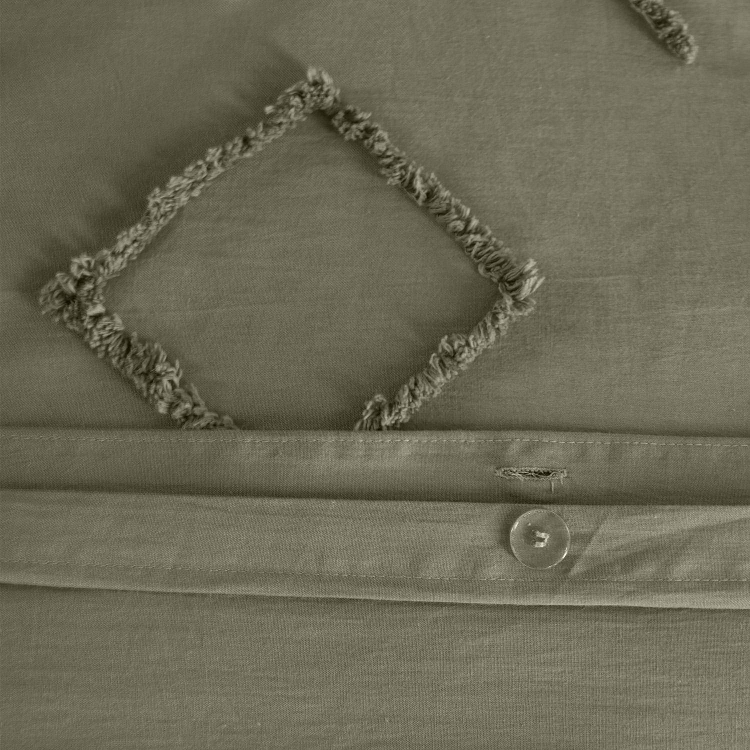 Juego de funda nórdica de algodón, tufted étnico verde de 2 plazas, Demeter, 220x240x0.5 cm Photo3