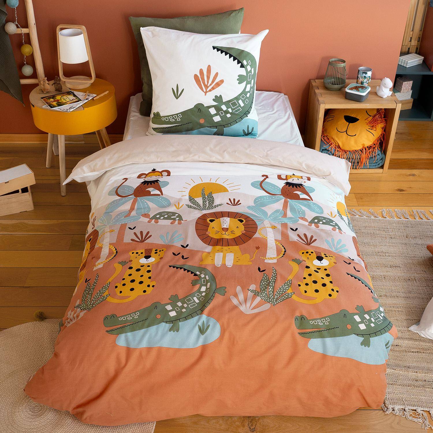 Juego de cama de microfibra reversible impreso sabana, 1 plaza, Noe, 200x140x0.5 cm Photo1