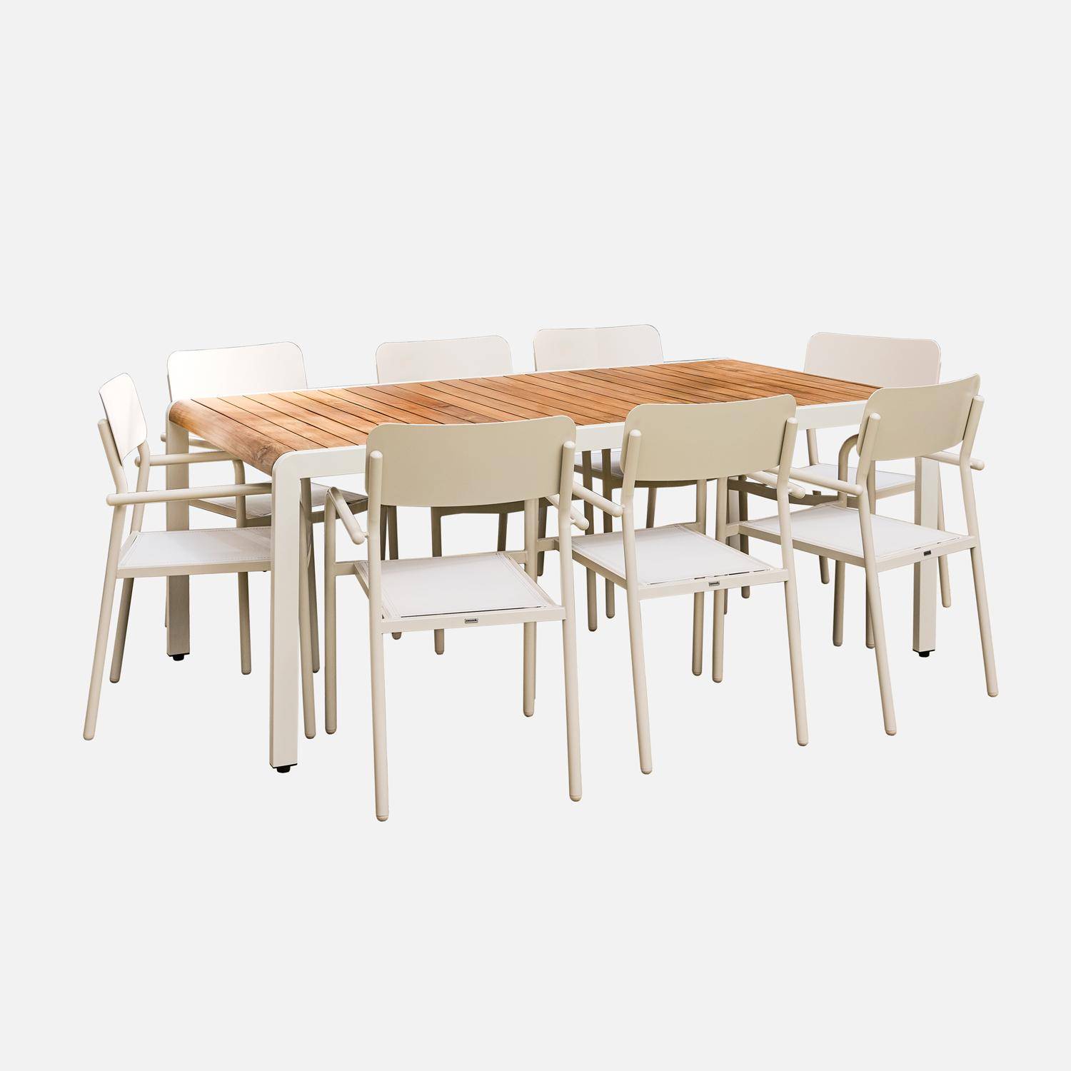 Table de jardin acier et teck + 8 assises 200cm,sweeek,Photo3