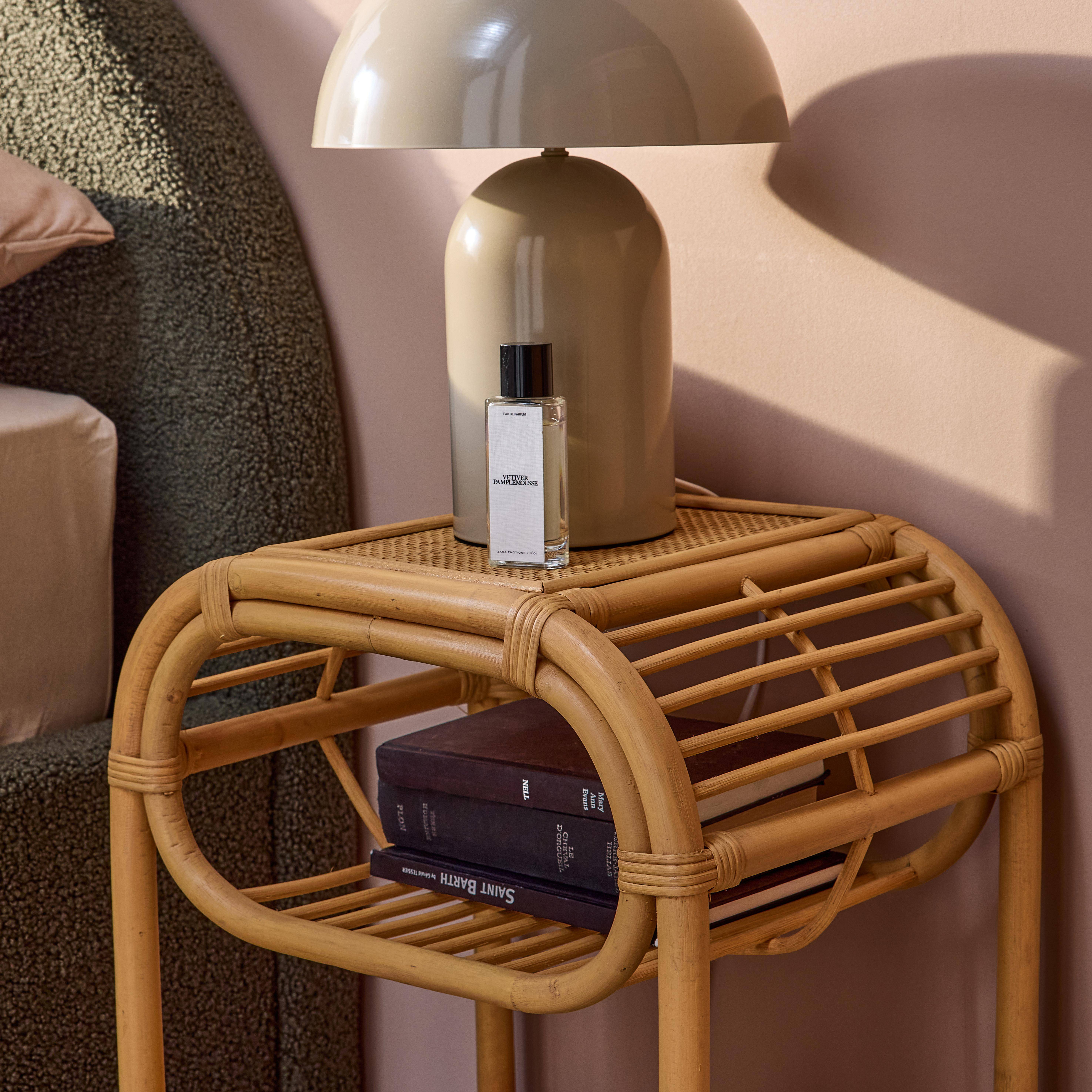 Nachttisch aus gebogenem Natur-Rattan, 1 Ablage, 1 Nische  B 40 x T 30 x H 50 cm - Serang Photo2