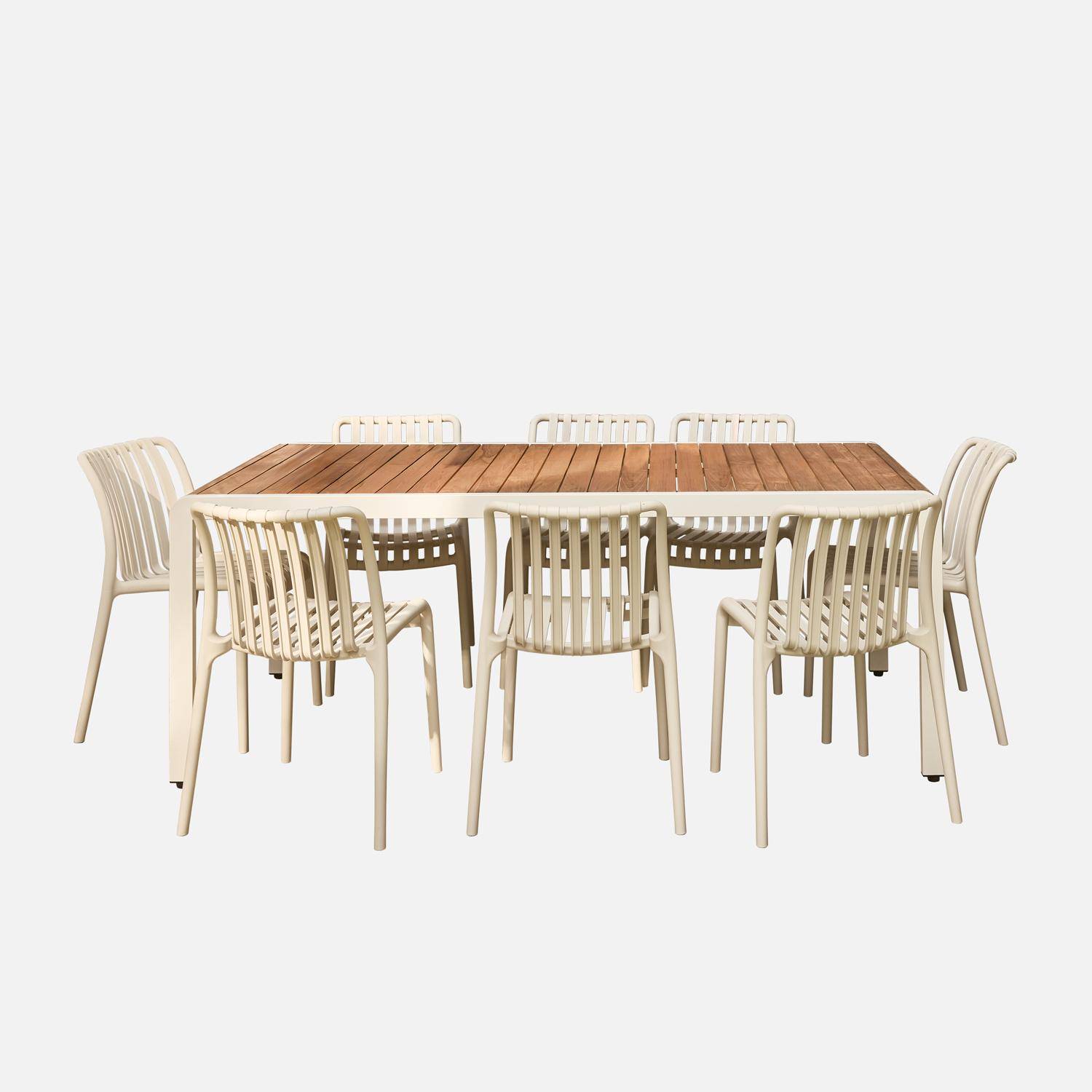 Table de jardin bois et acier + 8 assises  200cm Photo3