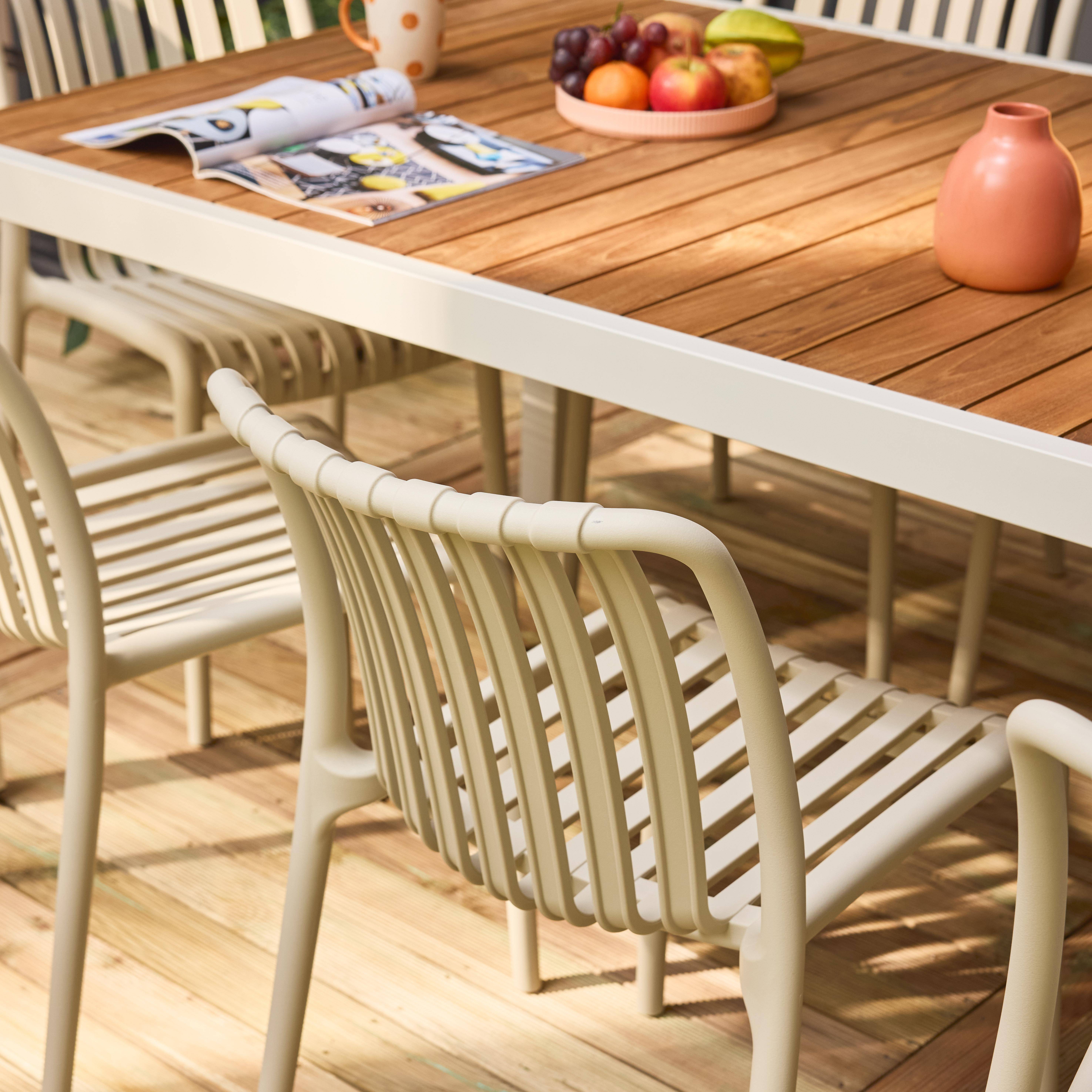 Table de jardin bois et acier + 8 assises  200cm Photo2