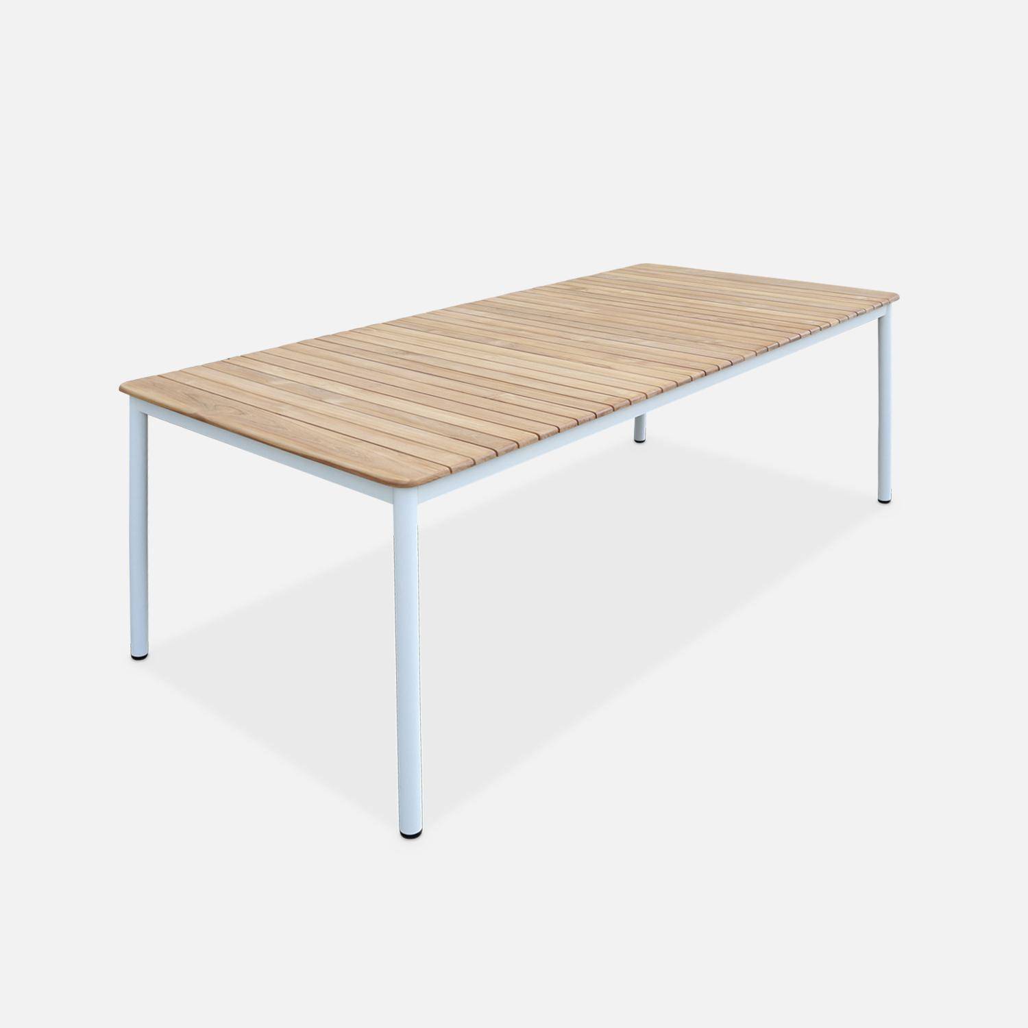 Garden table wood and steel 8 chairs 2 armchairs, Amelia + Gili, White Photo4