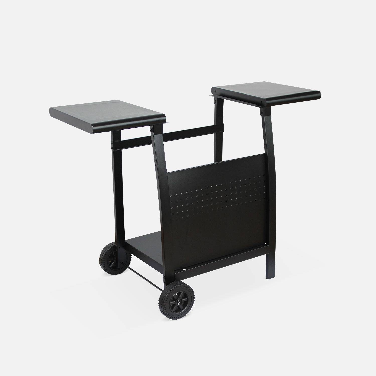 Plancha au gaz 2 brûleurs sur chariot - Porthos - 5kW, plancha à gaz avec desserte , cuisine extérieure, plaque émaillée, inox, barbecue,sweeek,Photo4