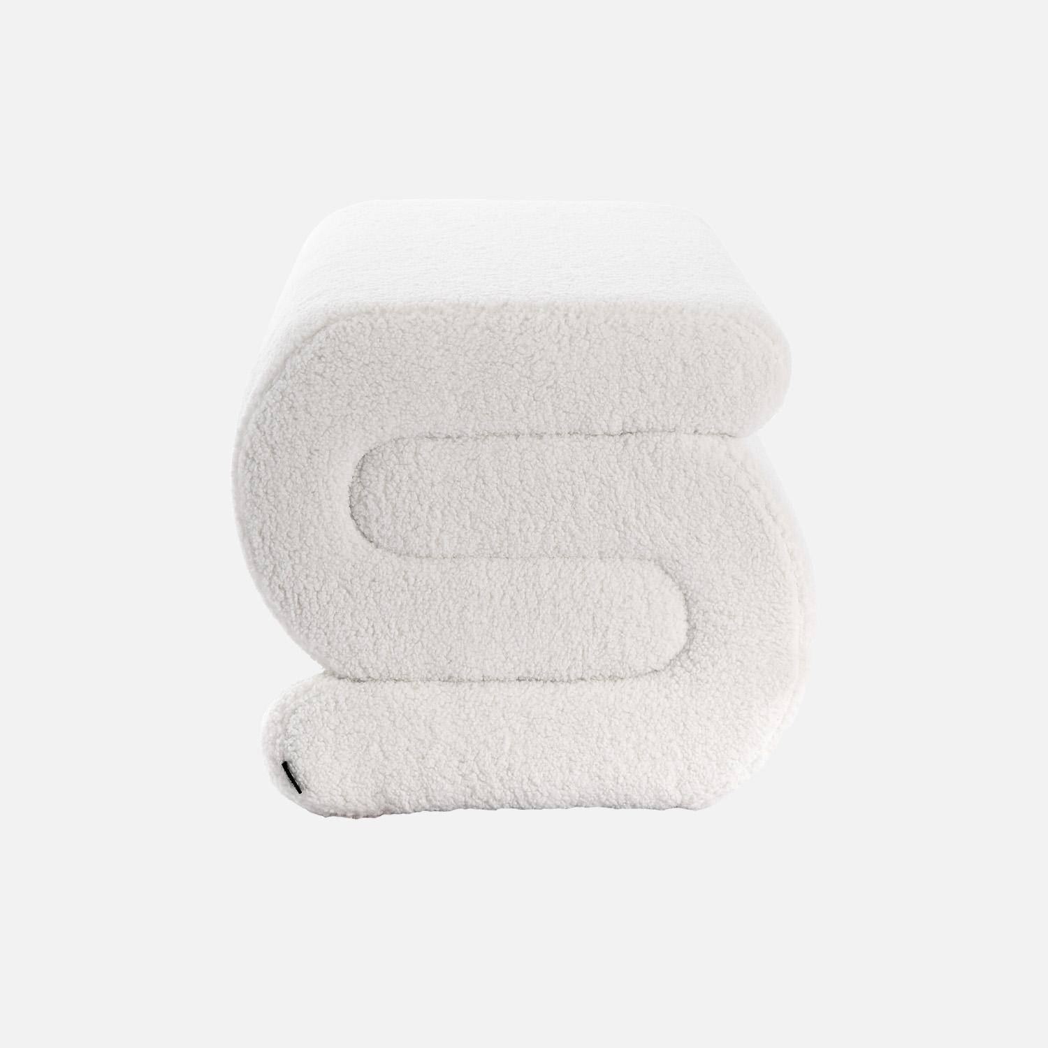 Banc design revêtement bouclette crème 1-2 places L 92 x P 50 x H 45cm - Sasha Photo2