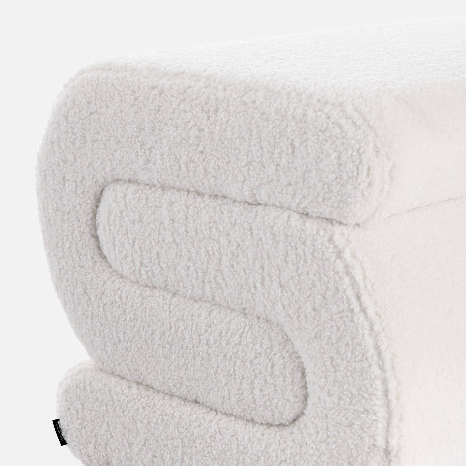 Banc design revêtement bouclette crème 1-2 places L 92 x P 50 x H 45cm - Sasha Photo3