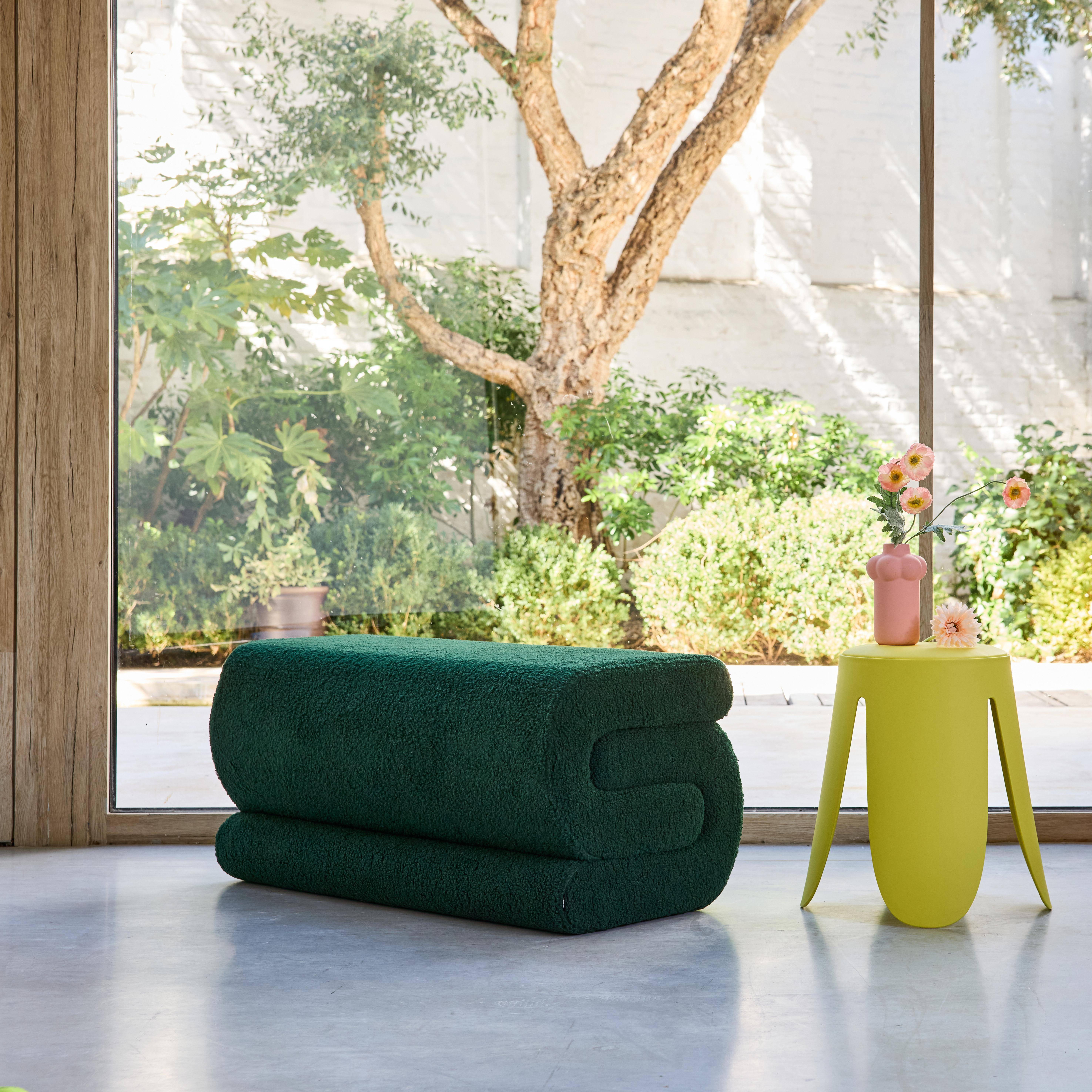 Designbank boucléstof 1-2 zitplaatsen groen L 92 x B 50 x H 45cm - Sasha Photo1