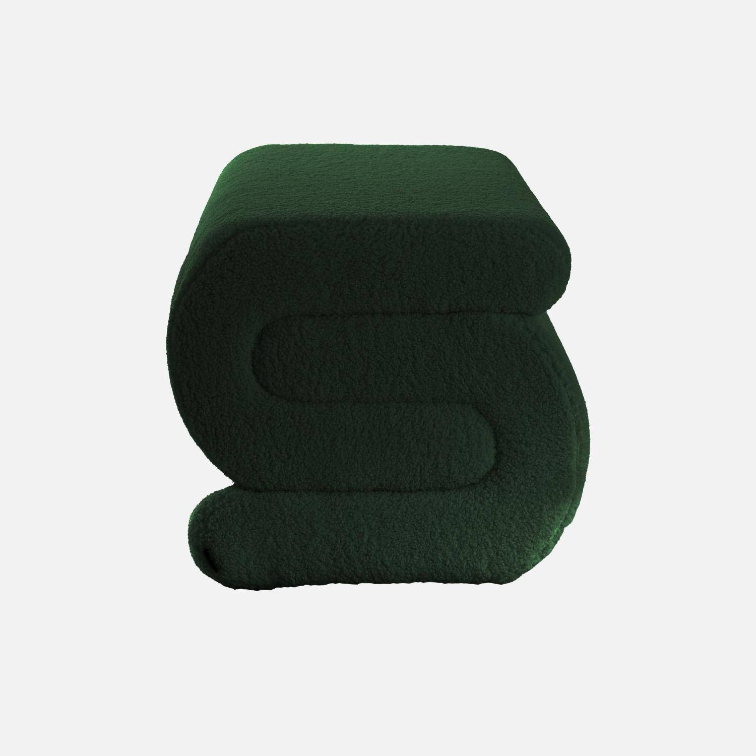 Banc design revêtement bouclette vert 1-2 places L 92 x P 50 x H 45cm - Sasha Photo2