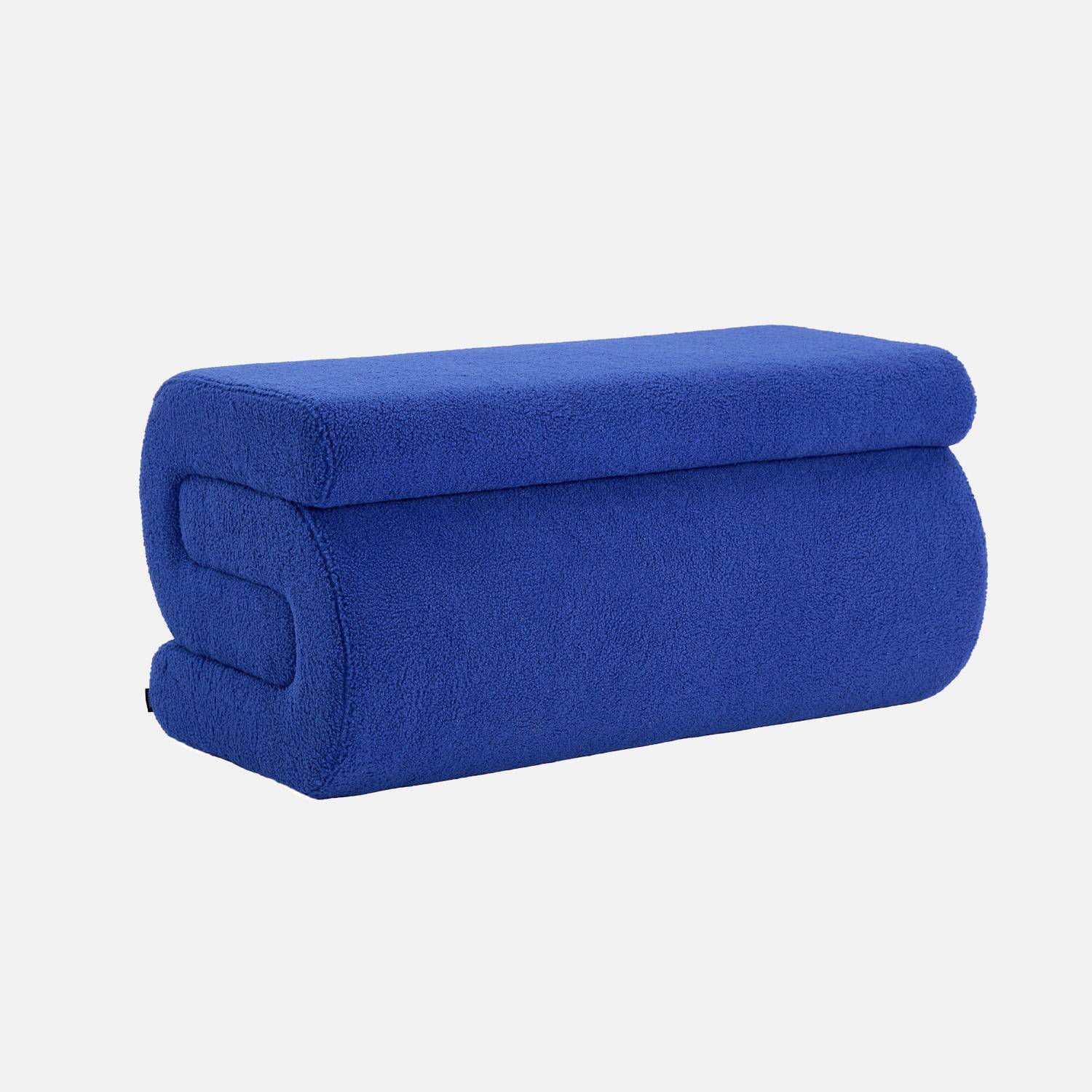 Banc design revêtement bouclette bleu 1-2 places L 92 x P 50 x H 45cm - Sasha,sweeek,Photo1