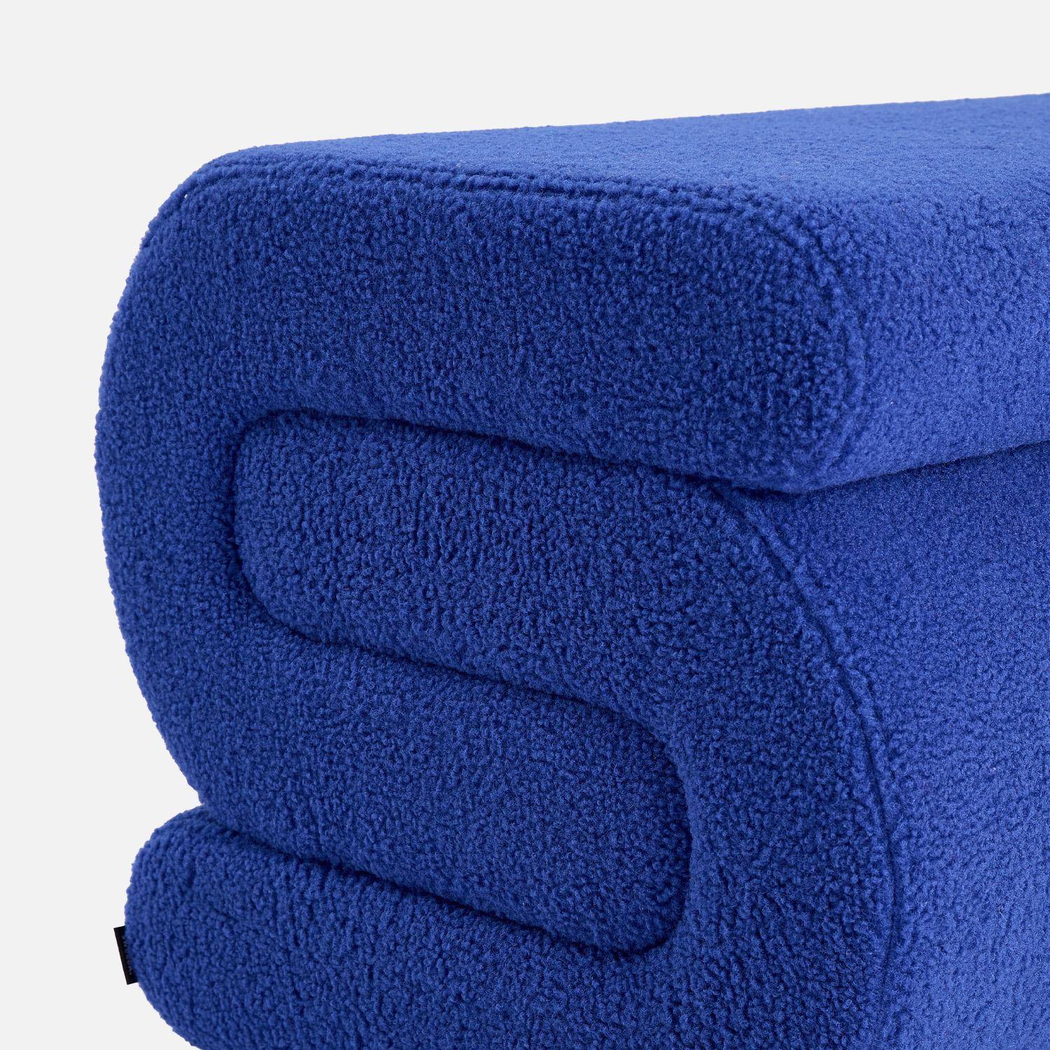 Banc design revêtement bouclette bleu 1-2 places L 92 x P 50 x H 45cm - Sasha Photo3