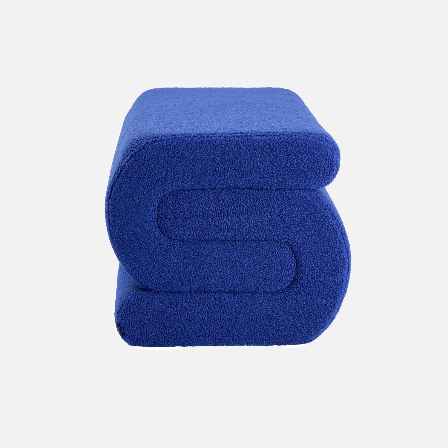 Banc design revêtement bouclette bleu 1-2 places L 92 x P 50 x H 45cm - Sasha Photo2