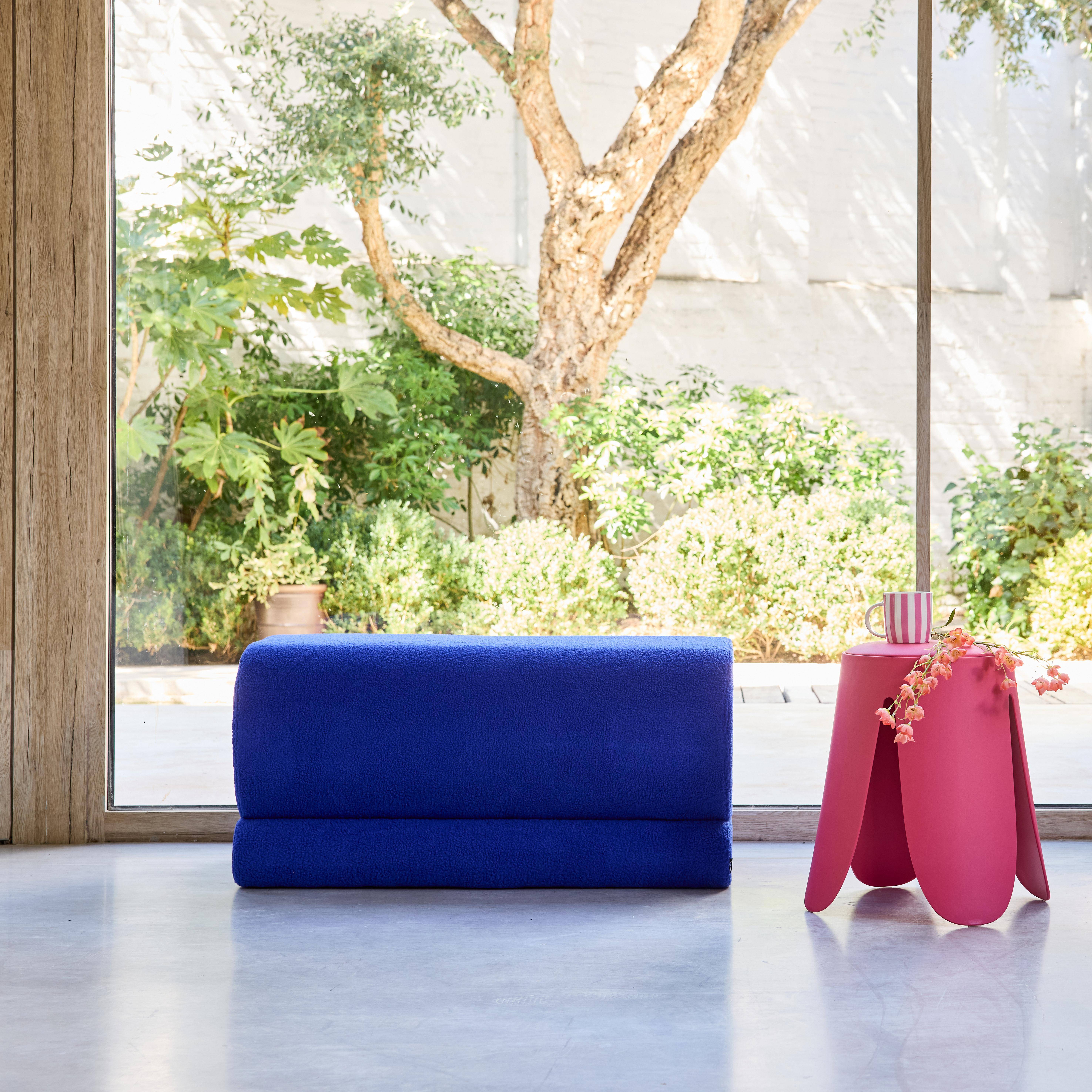 Designbank boucléstof 1-2 zitplaatsen blauw L 92 x B 50 x H 45cm - Sasha,sweeek,Photo2