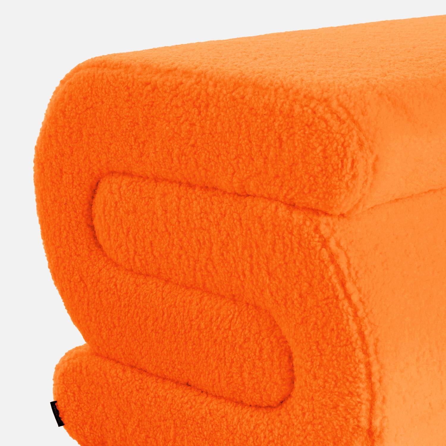 Banco de diseño con revestimiento borreguito, 1-2 plazas, Sasha, Naranja, 92x50x45 cm,sweeek,Photo3
