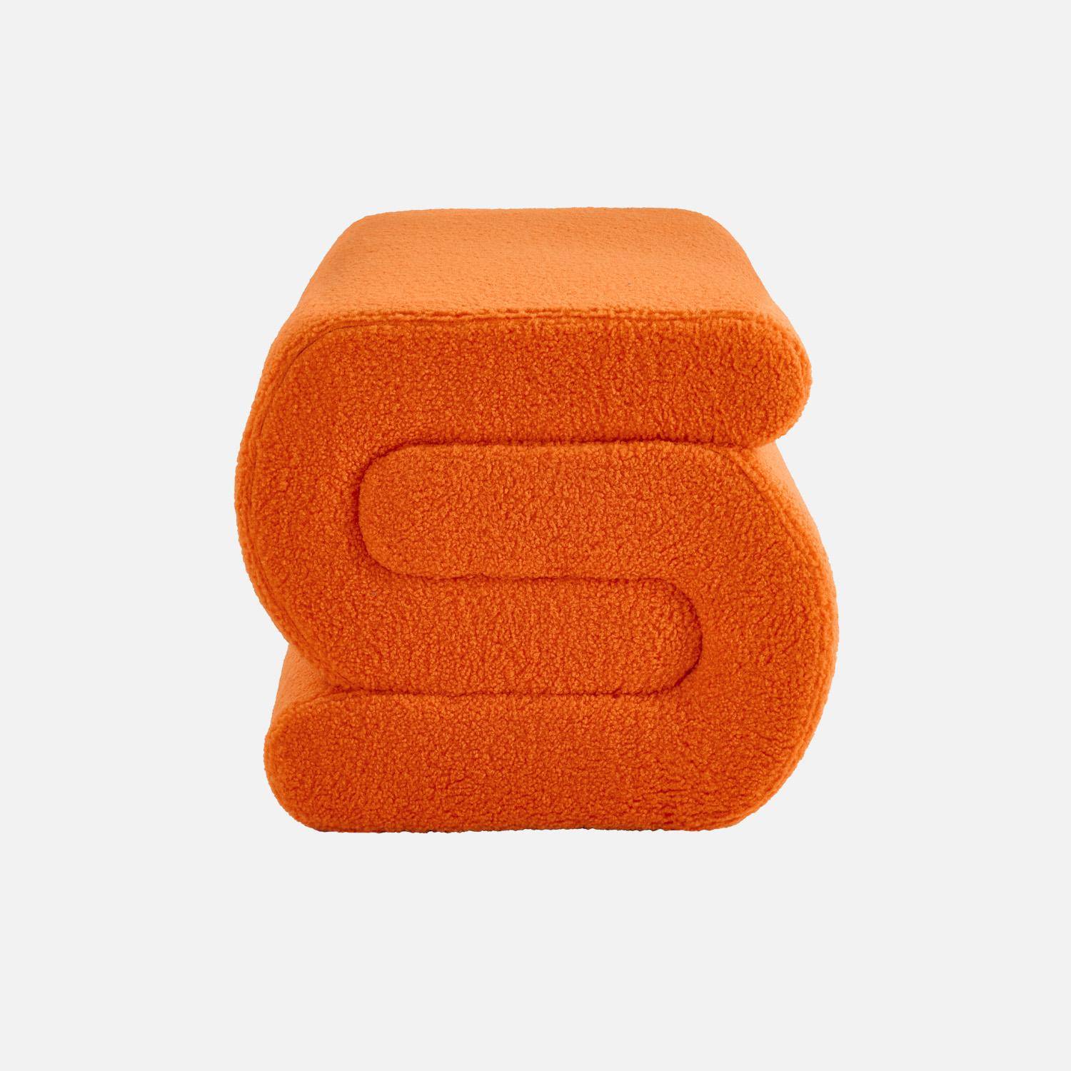 Banc design revêtement bouclette orange 1-2 places L 92 x P 50 x H 45cm - Sasha Photo2