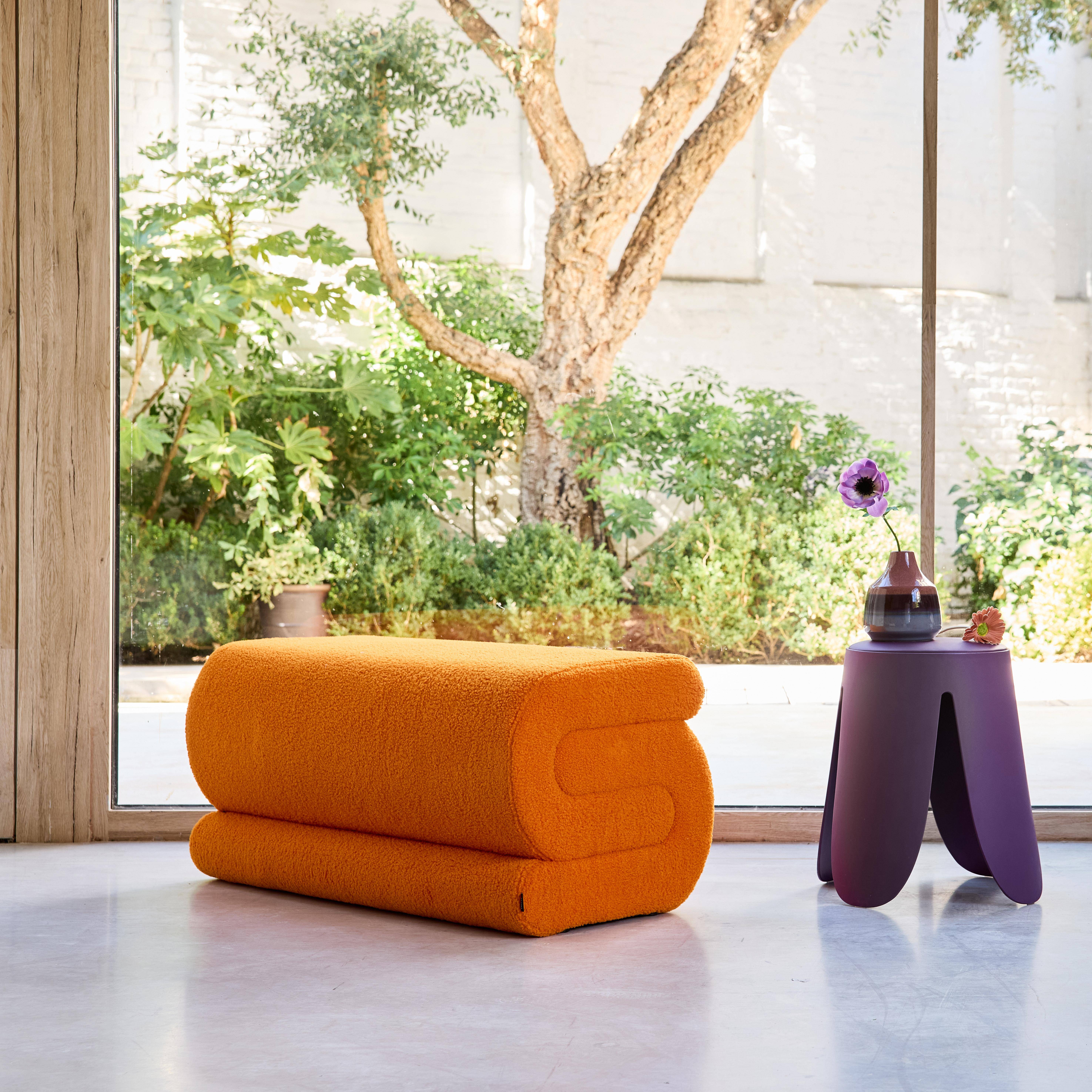 Designbank boucléstof 1-2 zitplaatsen oranje L 92 x B 50 x H 45cm - Sasha Photo1