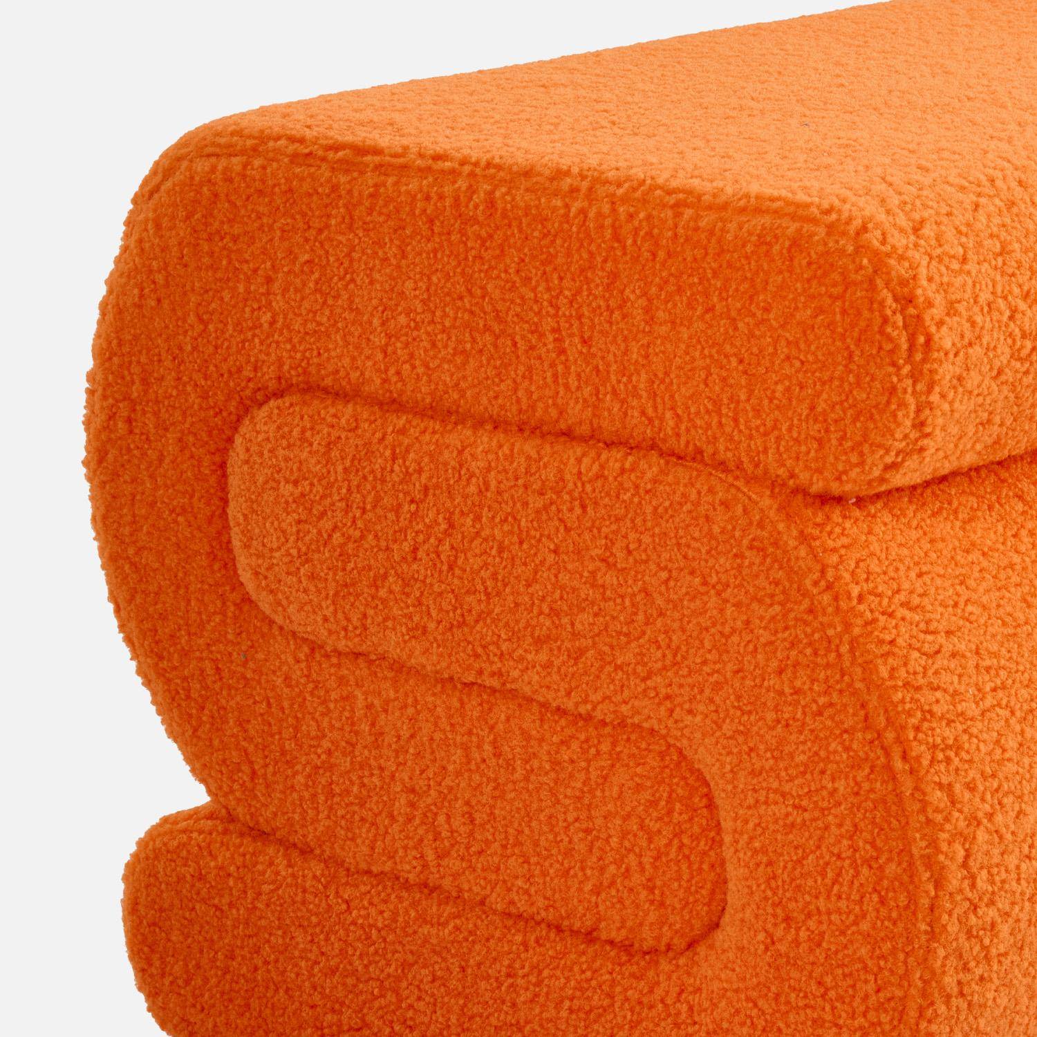 Banc design revêtement bouclette orange 1-2 places L 92 x P 50 x H 45cm - Sasha Photo3