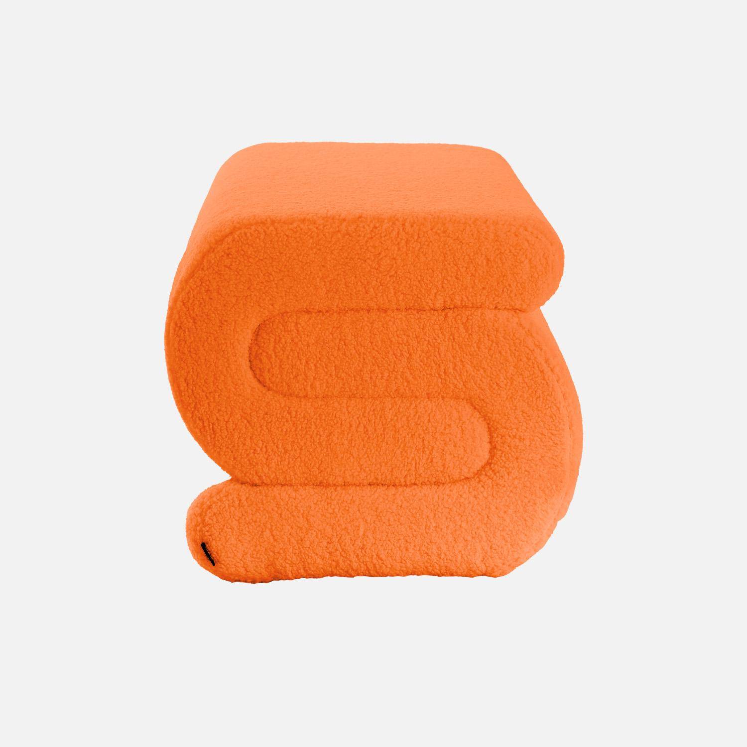 Banc design revêtement bouclette orange 1-2 places L 92 x P 50 x H 45cm - Sasha Photo2
