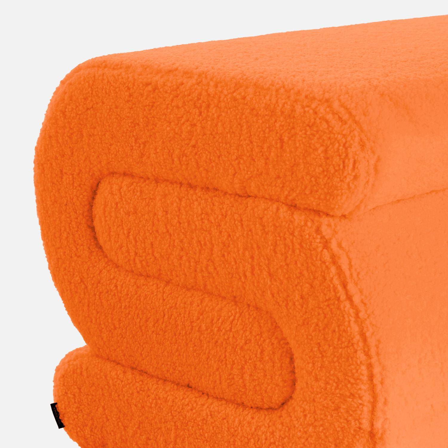 Banc design revêtement bouclette orange 1-2 places L 92 x P 50 x H 45cm - Sasha Photo3