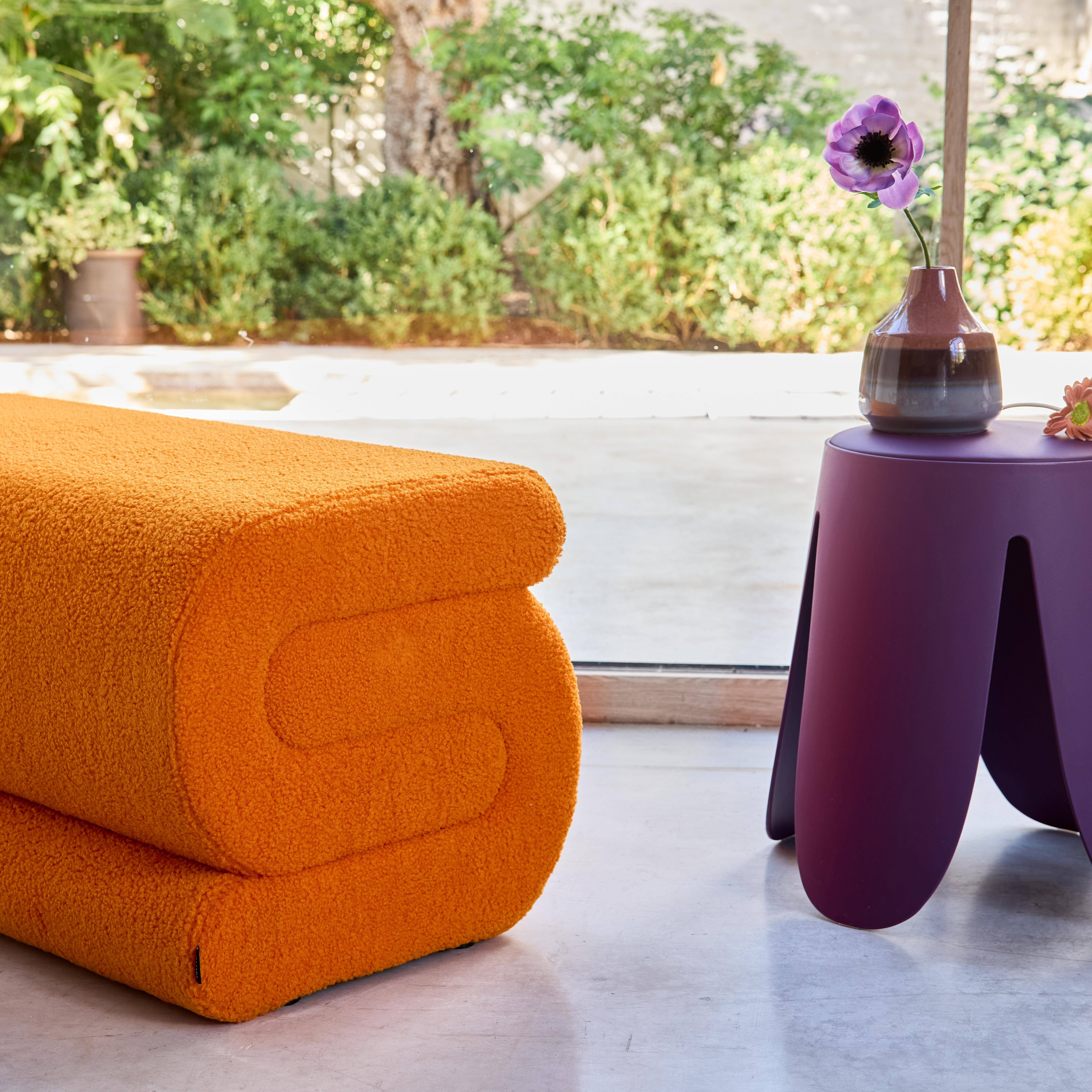 Designbank boucléstof 1-2 zitplaatsen oranje L 92 x B 50 x H 45cm - Sasha Photo3