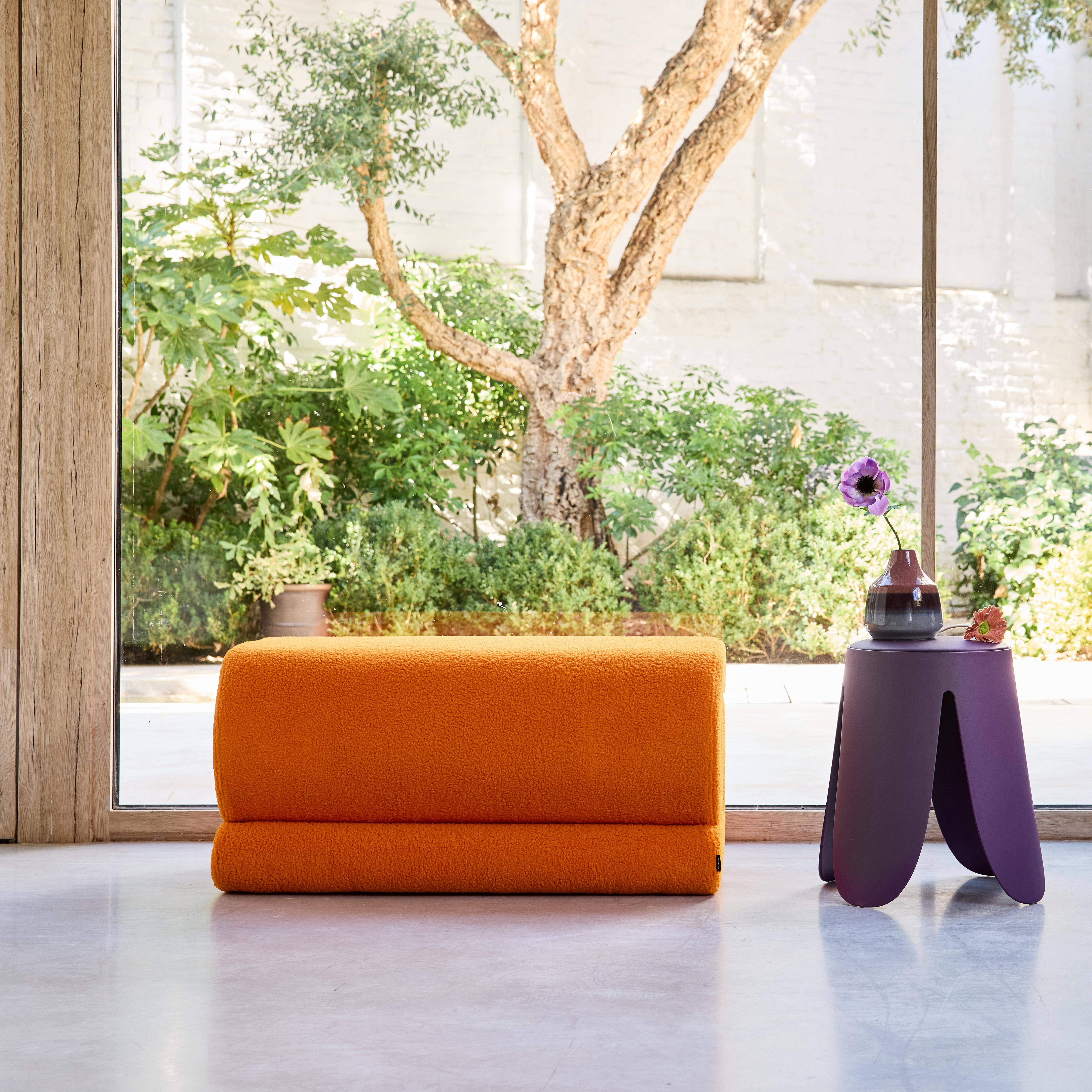 Designbank boucléstof 1-2 zitplaatsen oranje L 92 x B 50 x H 45cm - Sasha Photo2