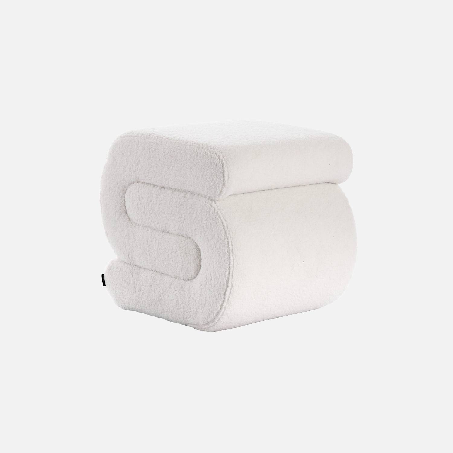 Banc design revêtement bouclette crème 1 place L 43 x P 47 x H 44cm - Sasha