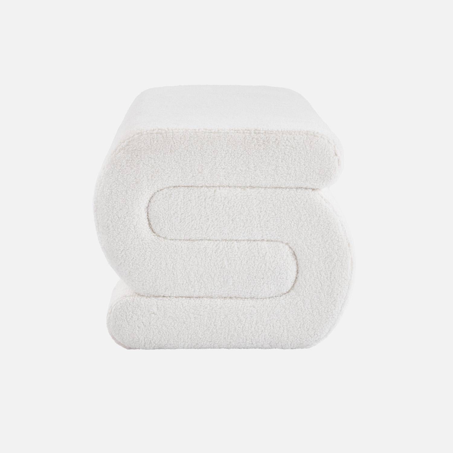 Banc design revêtement bouclette crème 1 place L 43 x P 47 x H 44cm - Sasha Photo2