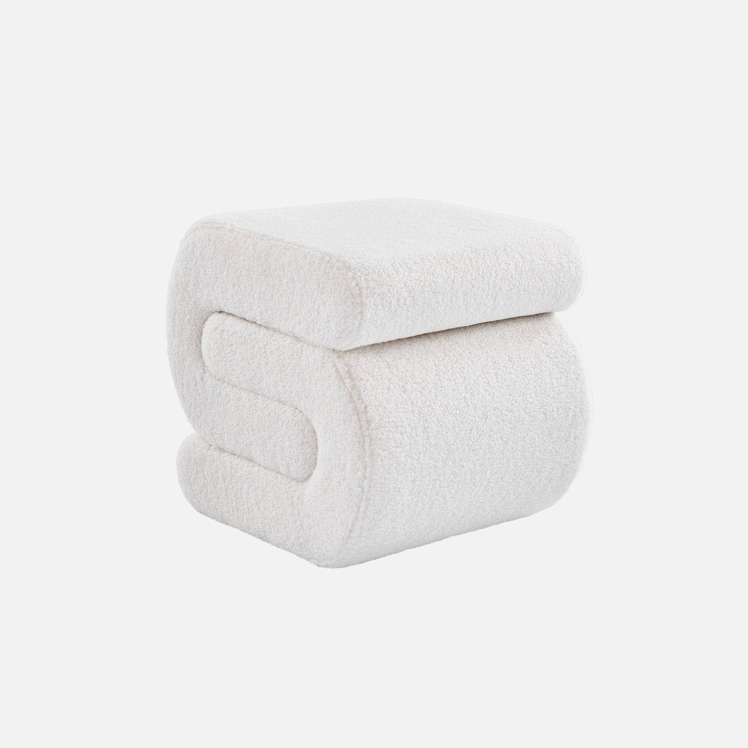 Banc design revêtement bouclette crème 1 place L 43 x P 47 x H 44cm - Sasha Photo1