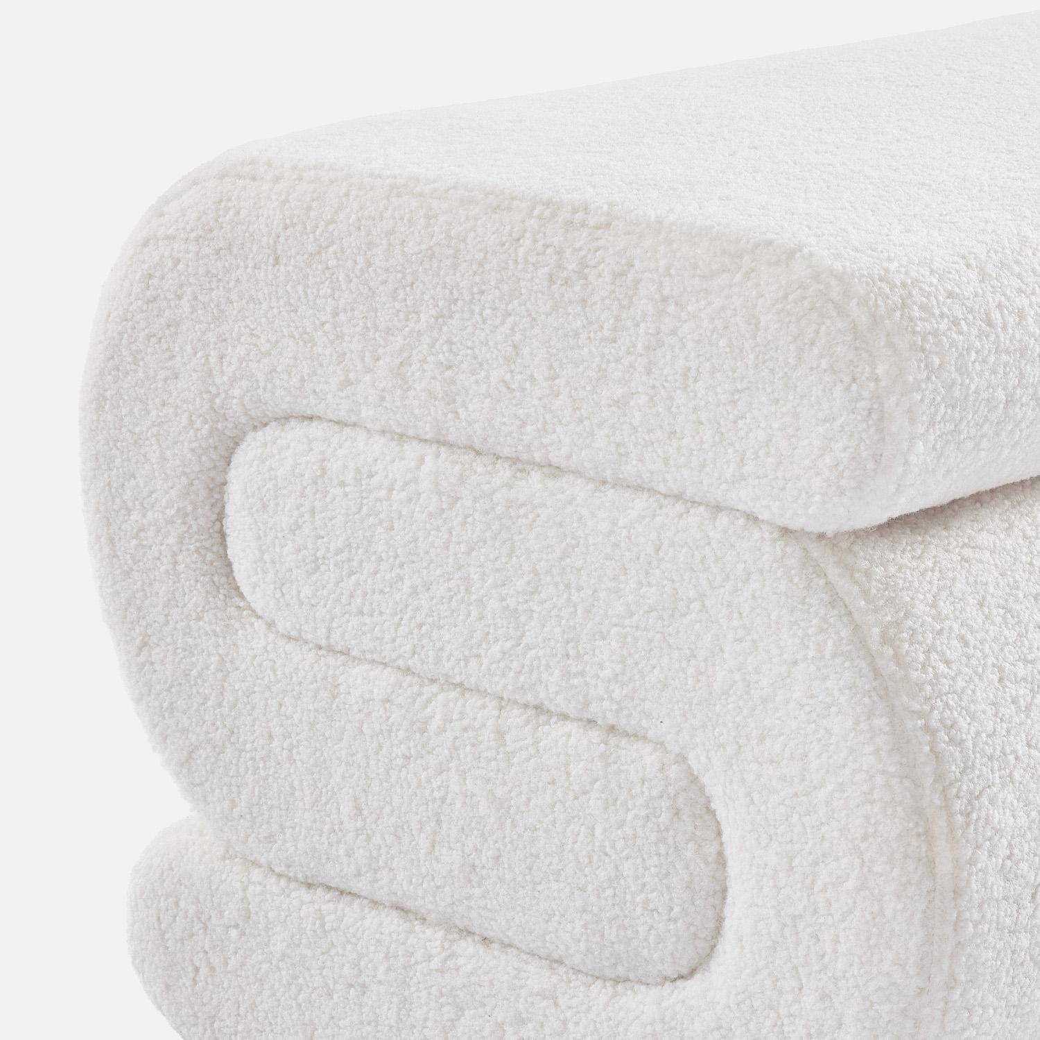 Banc design revêtement bouclette crème 1 place L 43 x P 47 x H 44cm - Sasha Photo3