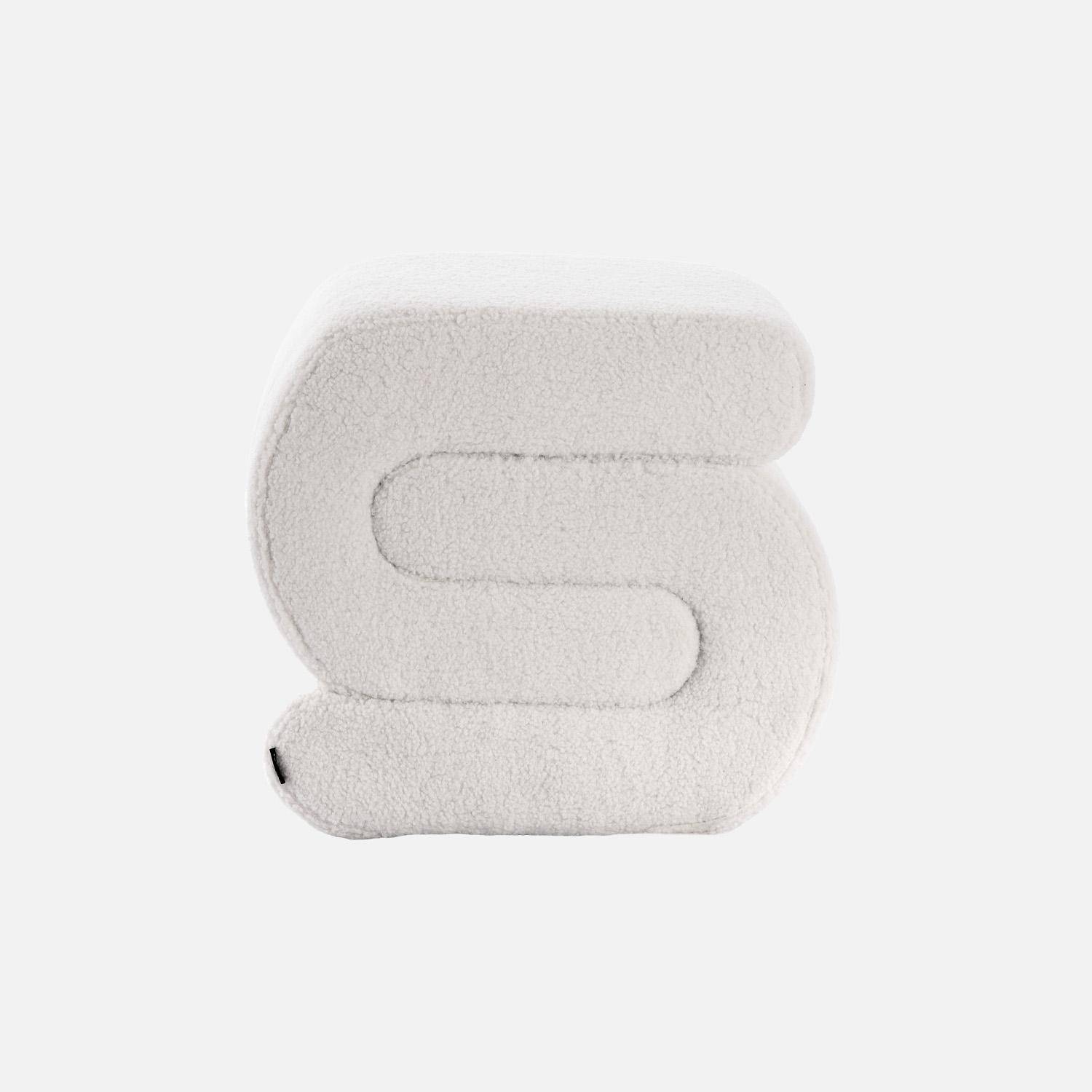 Banc design revêtement bouclette crème 1 place L 43 x P 47 x H 44cm - Sasha Photo2